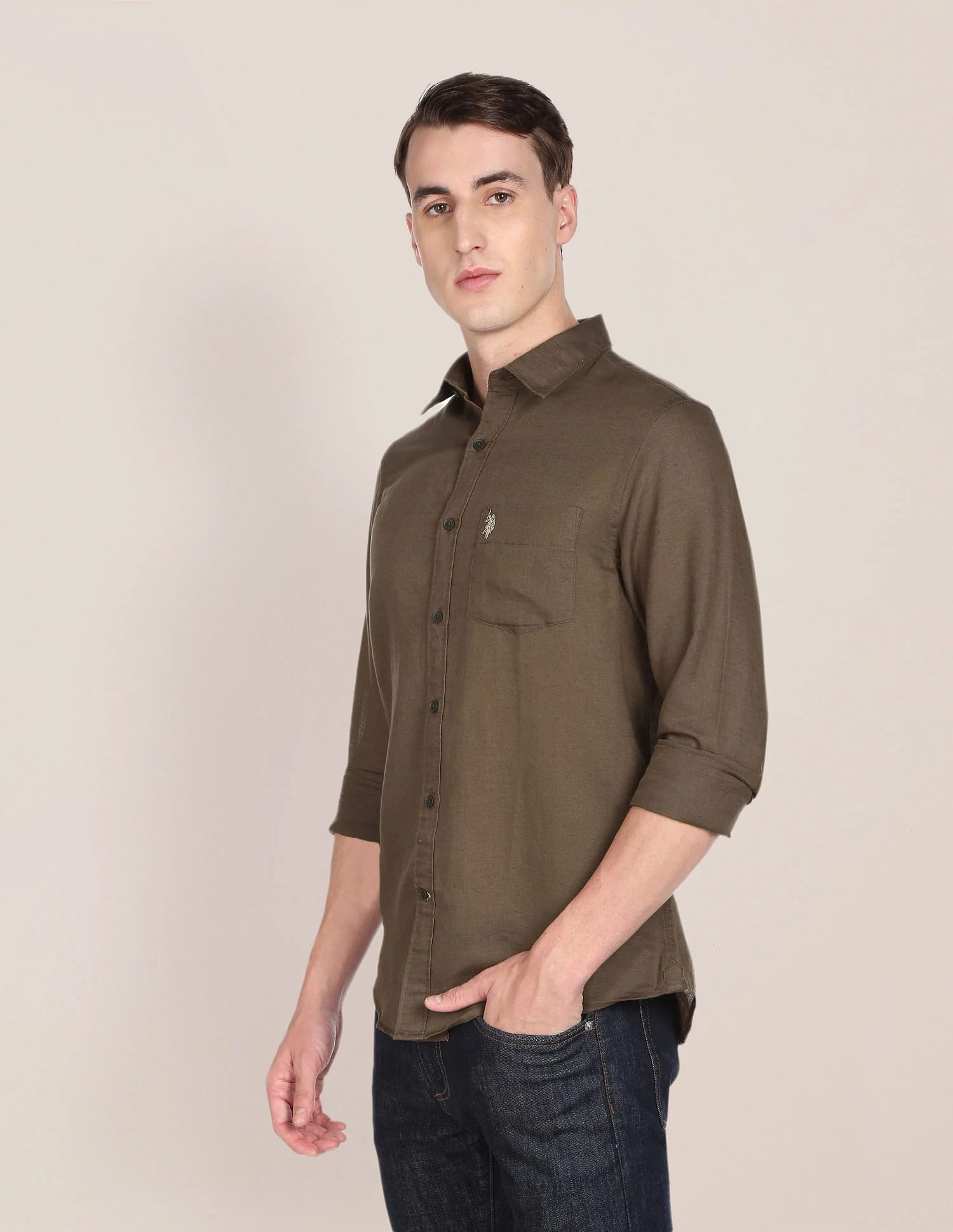 Oxford Weave Solid Casual Shirt - Image 4