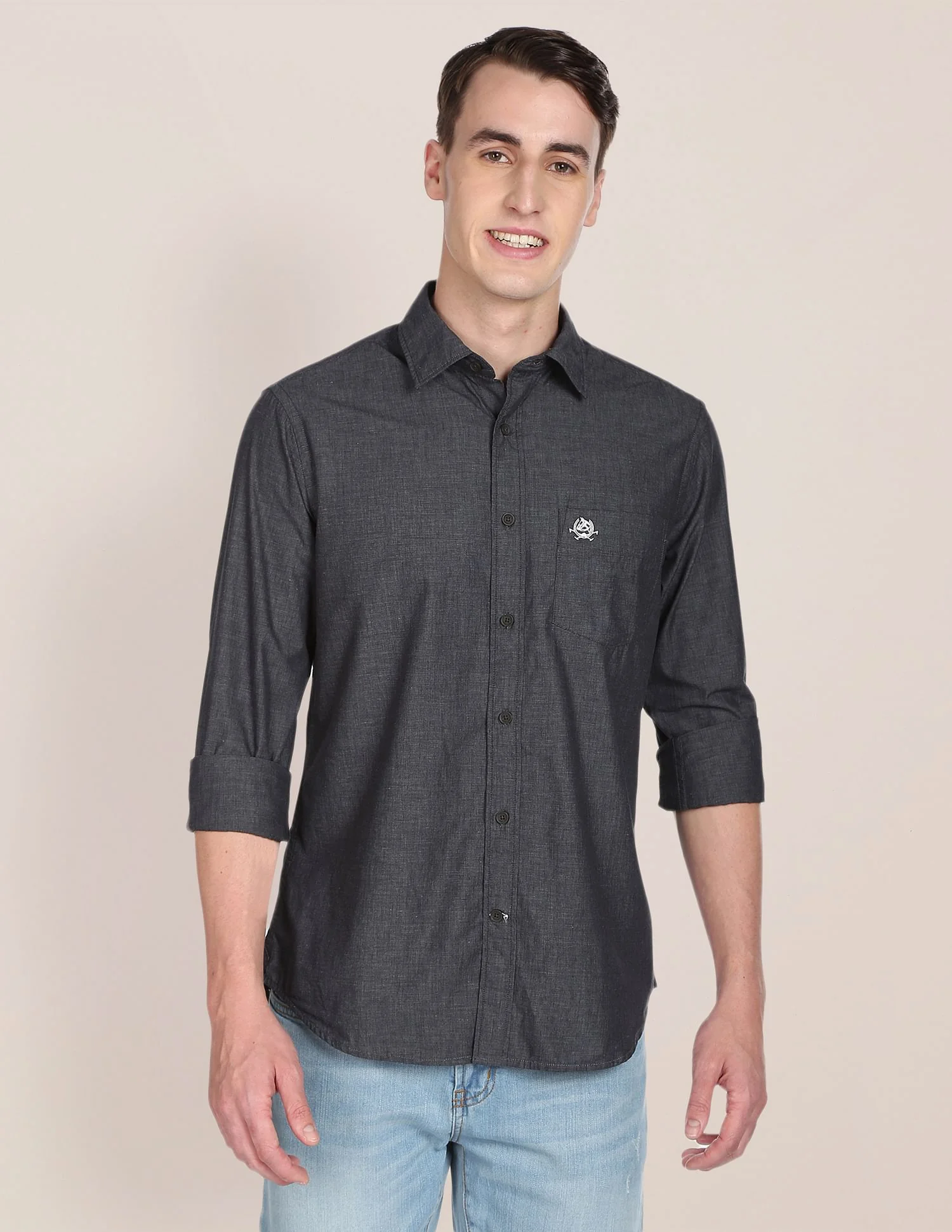 Patch Pocket Heathered Casual Shirt