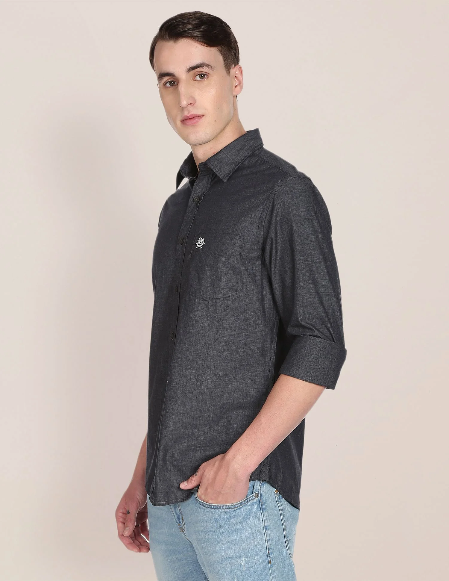 Patch Pocket Heathered Casual Shirt - Image 4