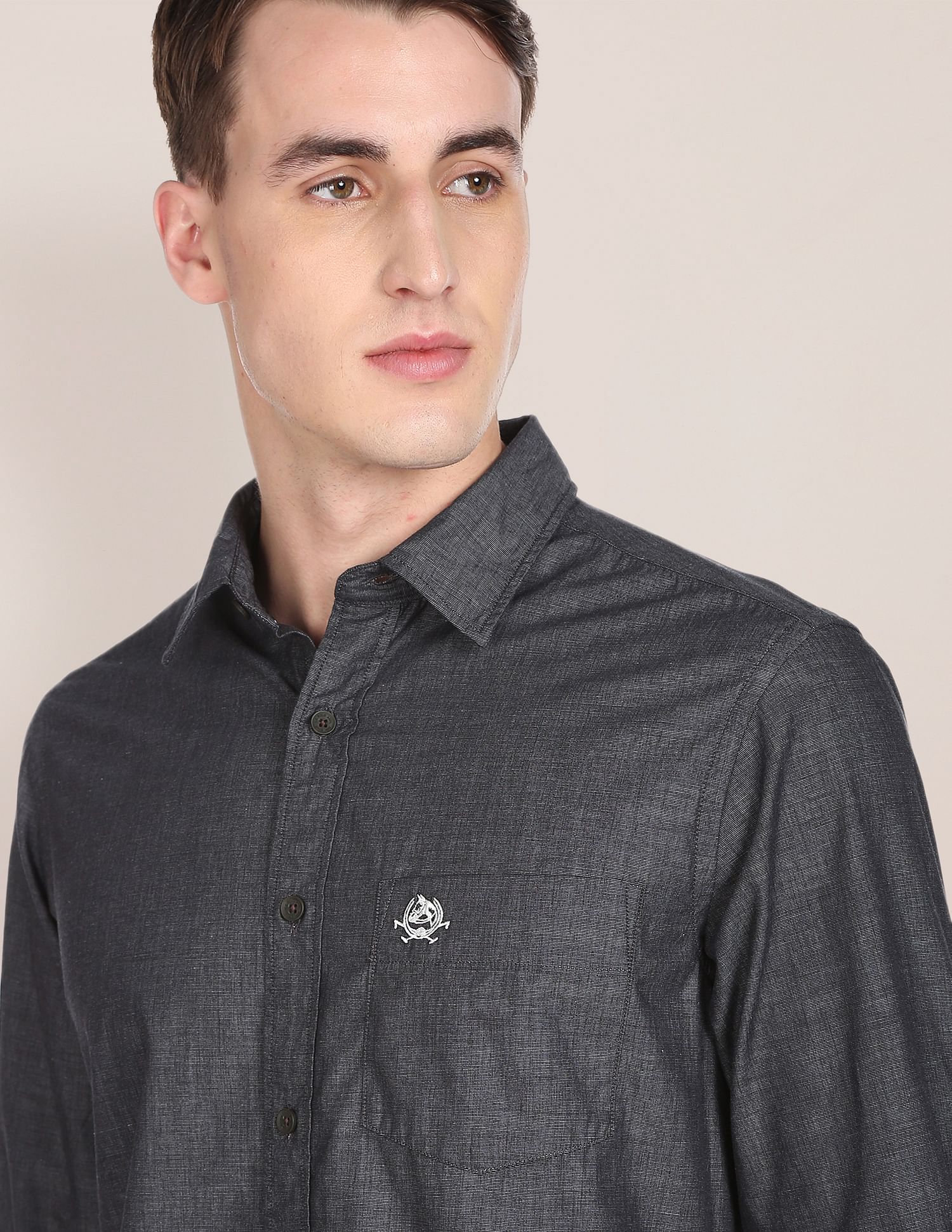 Patch Pocket Heathered Casual Shirt - Image 6