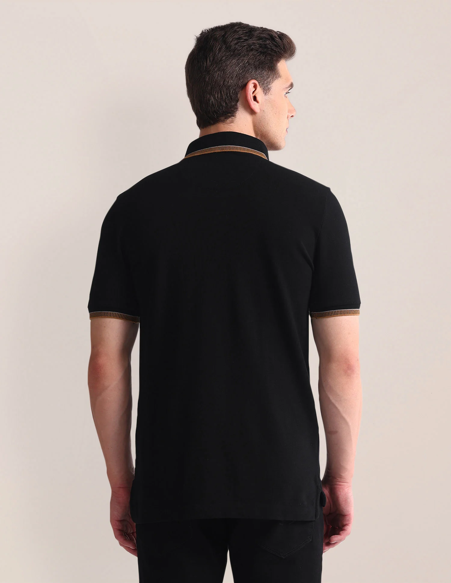 Patterned Collar Slim Fit Polo Shirt - Image 5