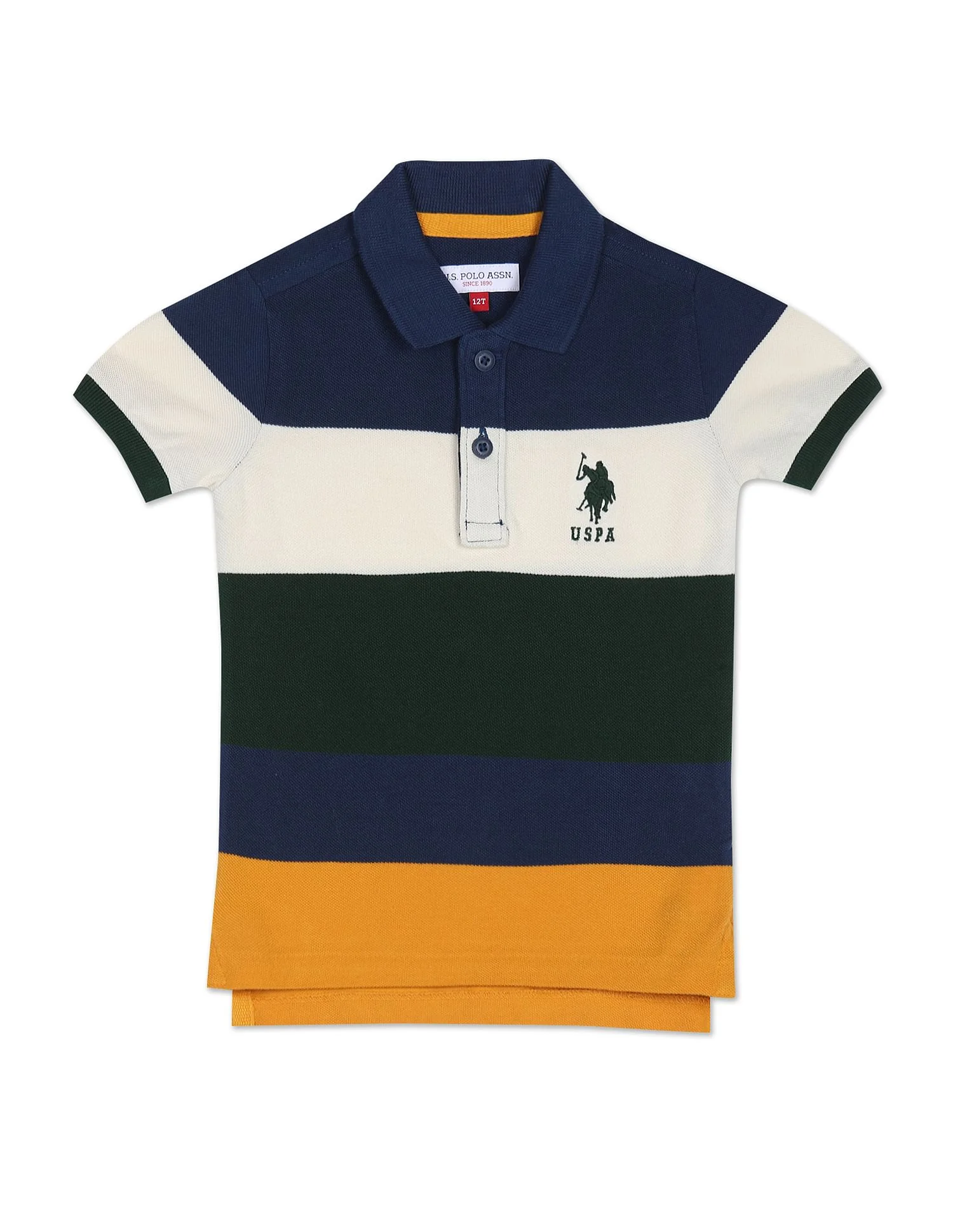Pique Knit Striped Polo Shirt
