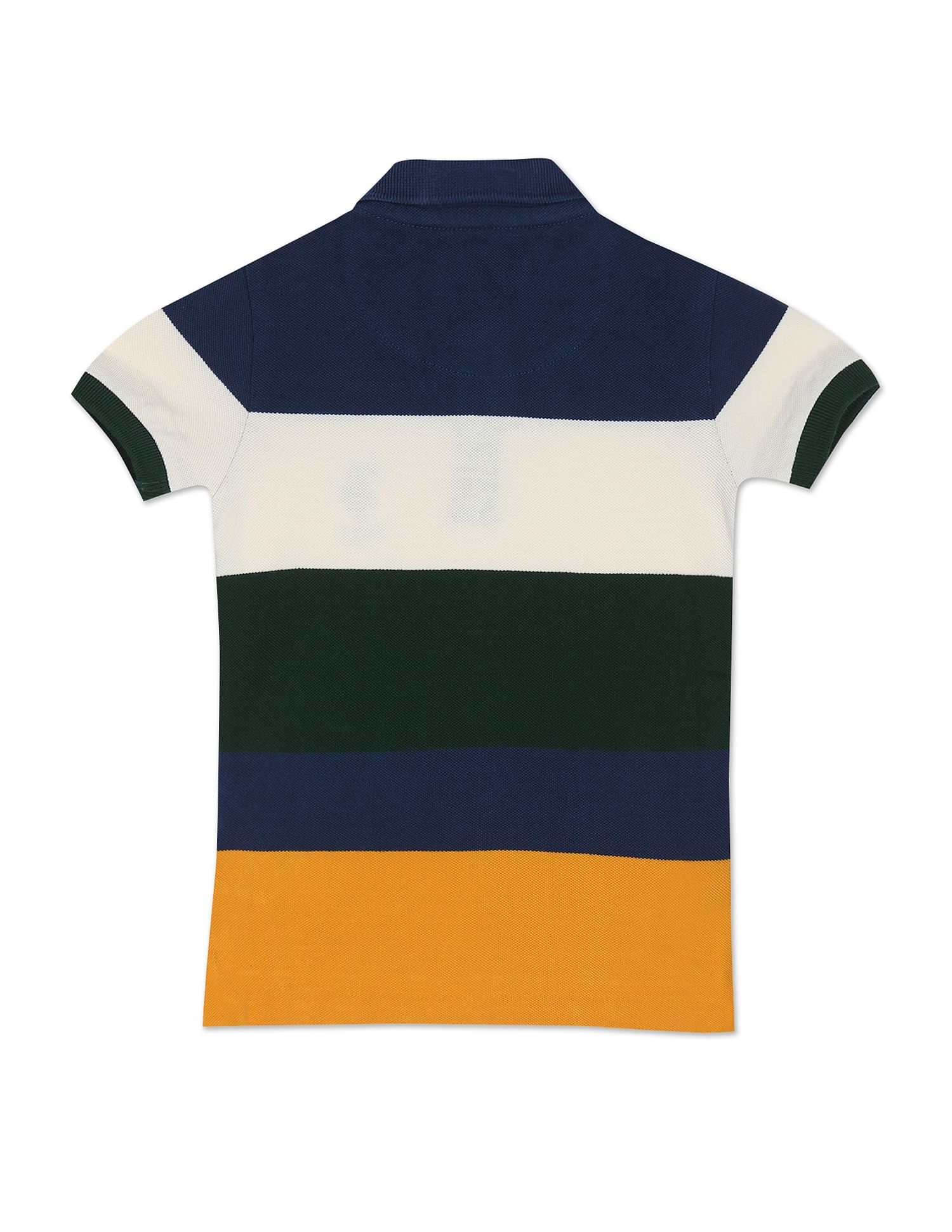Pique Knit Striped Polo Shirt - Image 2