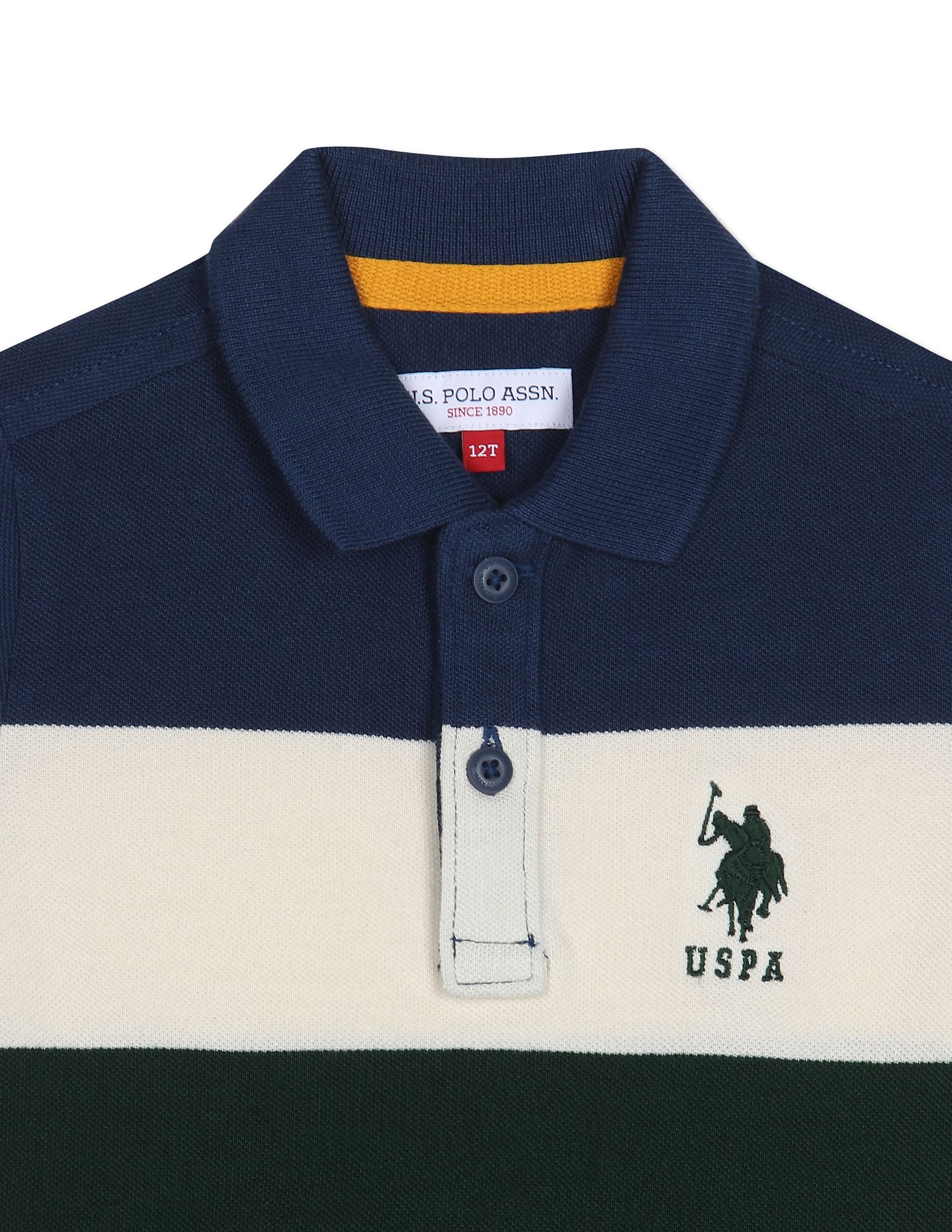 Pique Knit Striped Polo Shirt - Image 3