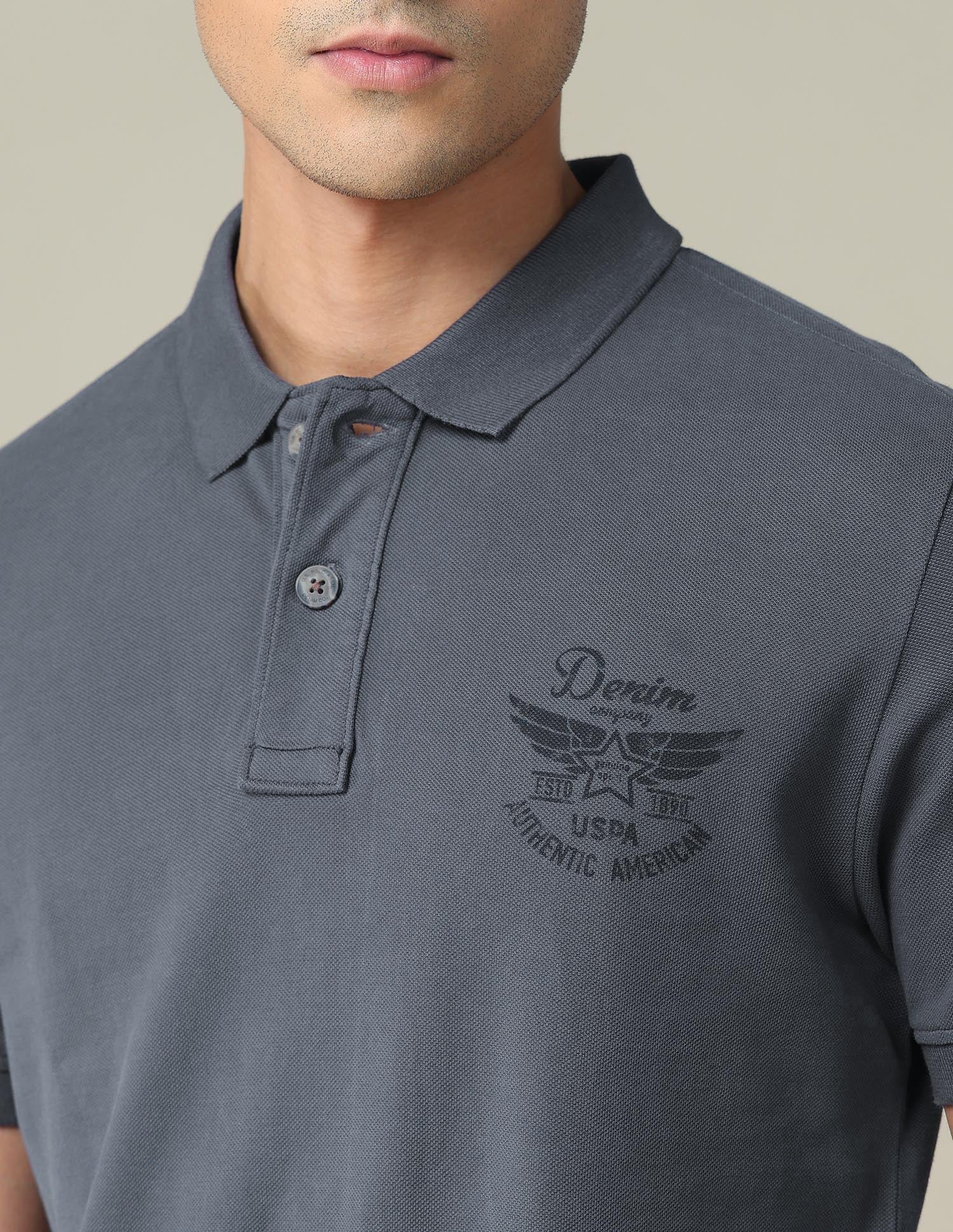 Placement Print Cotton Polo Shirt - Image 7