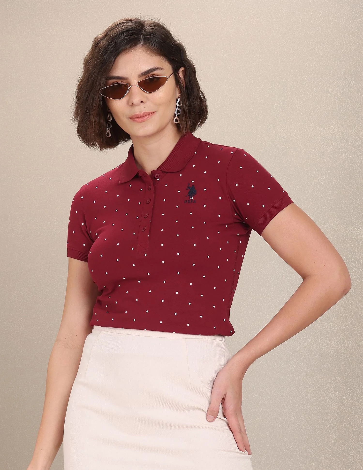 Polka Dot Pique Polo Shirt