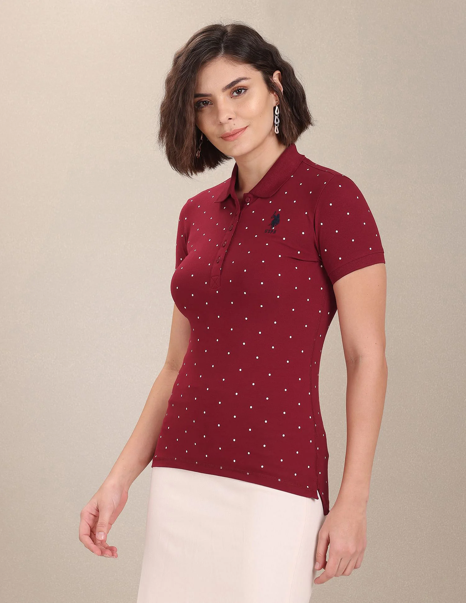Polka Dot Pique Polo Shirt - Image 4