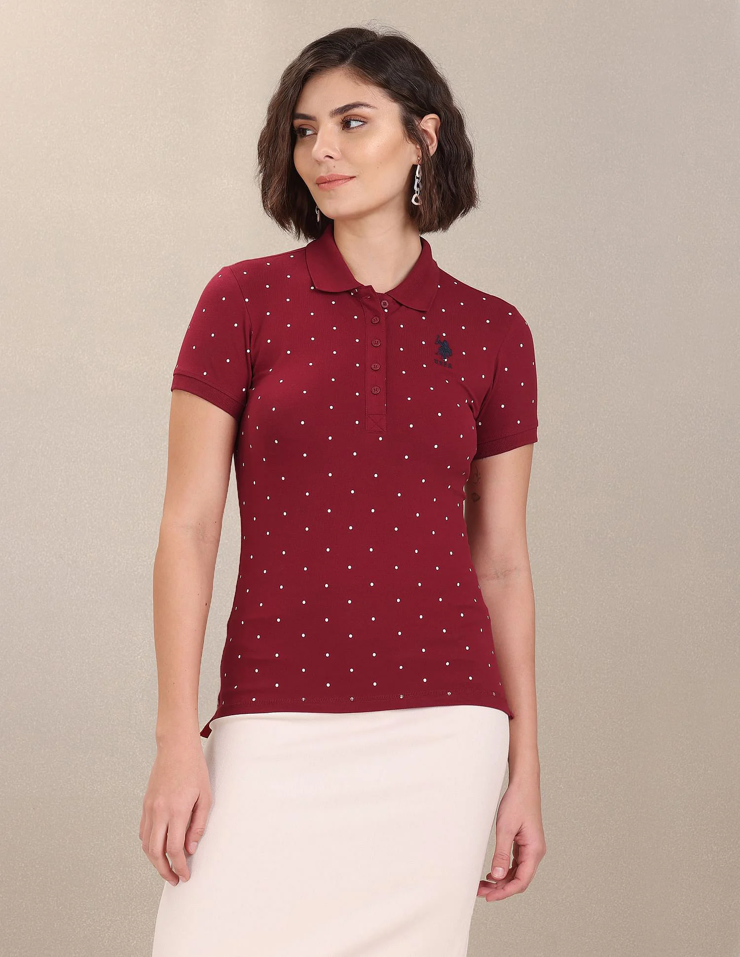 Polka Dot Pique Polo Shirt - Image 6