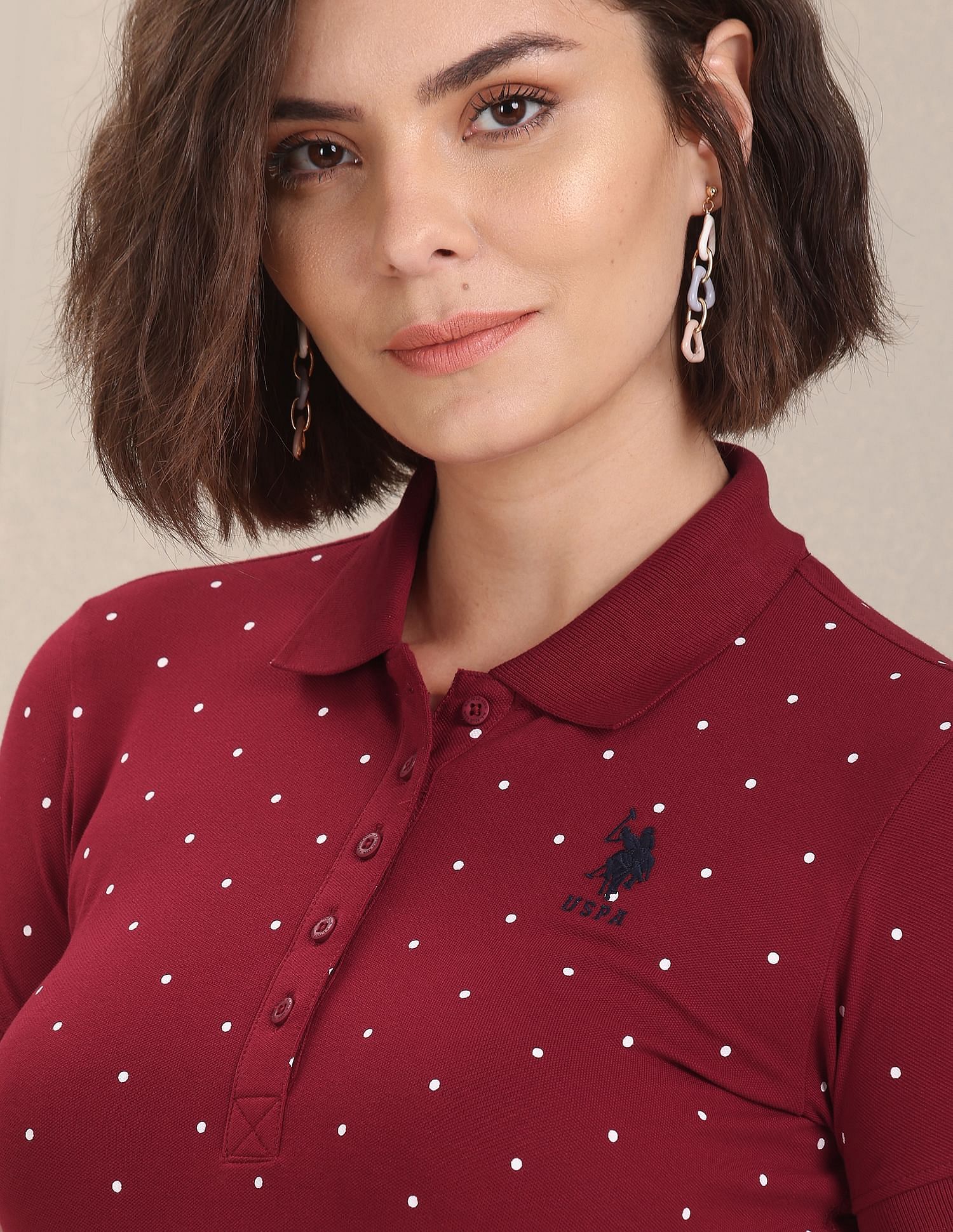 Polka Dot Pique Polo Shirt - Image 7