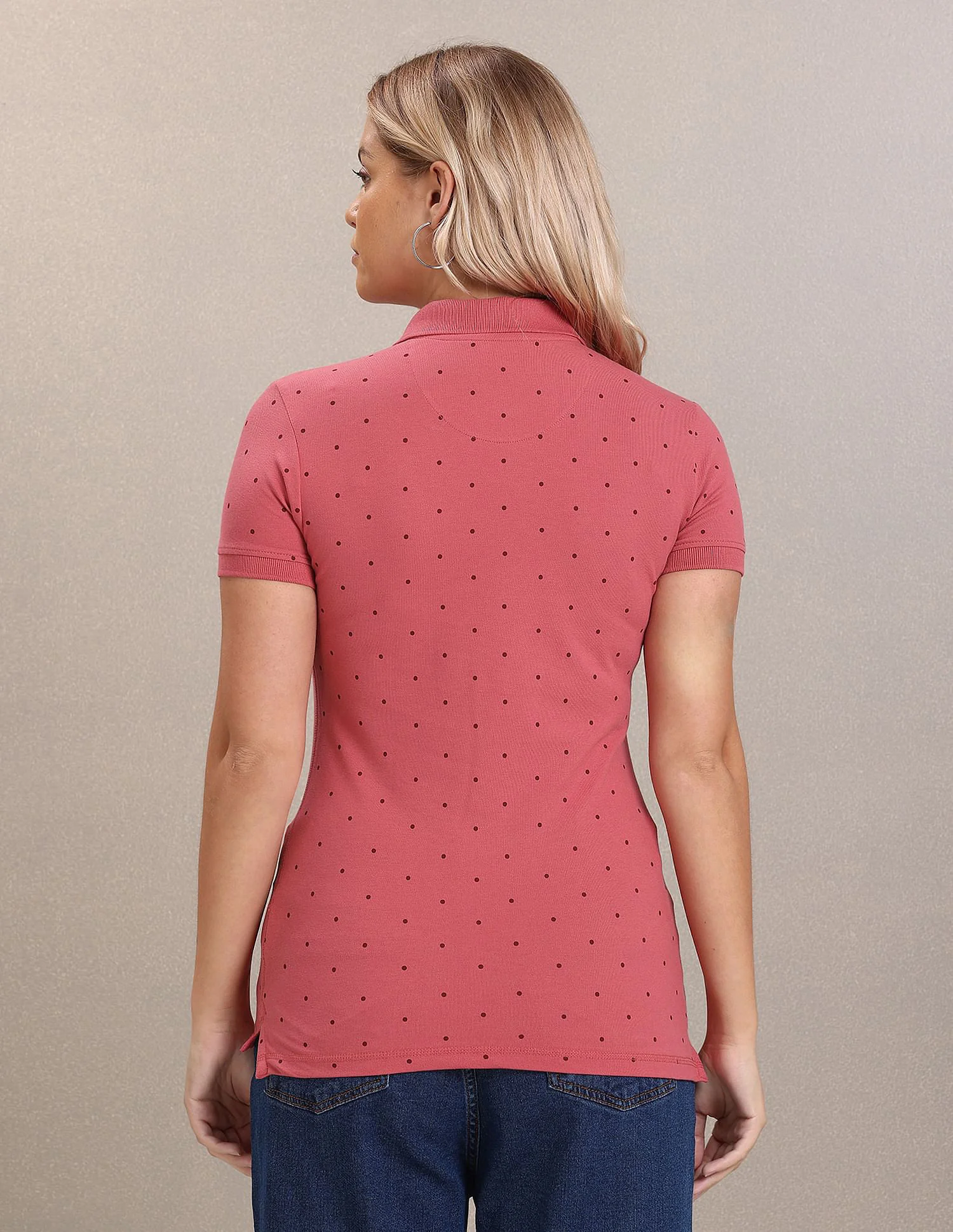 Polka Dot Print Pique Polo Shirt - Image 5