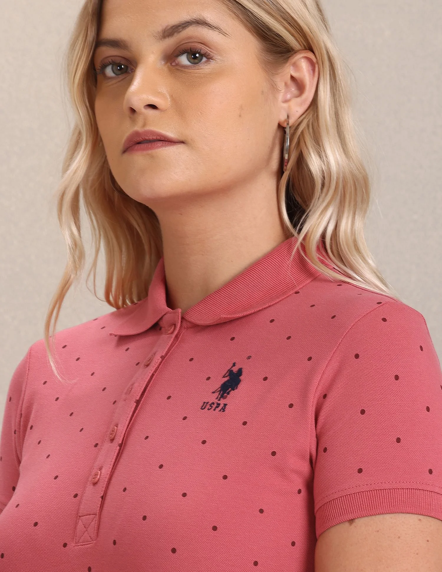 Polka Dot Print Pique Polo Shirt - Image 7