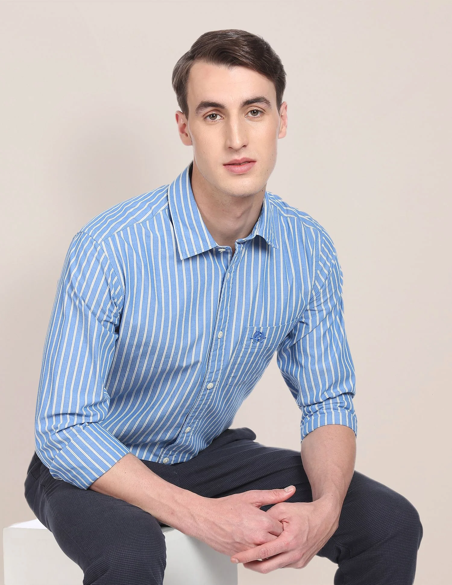 Premium Cotton Vertical Stripe Casual Shirt - Image 7