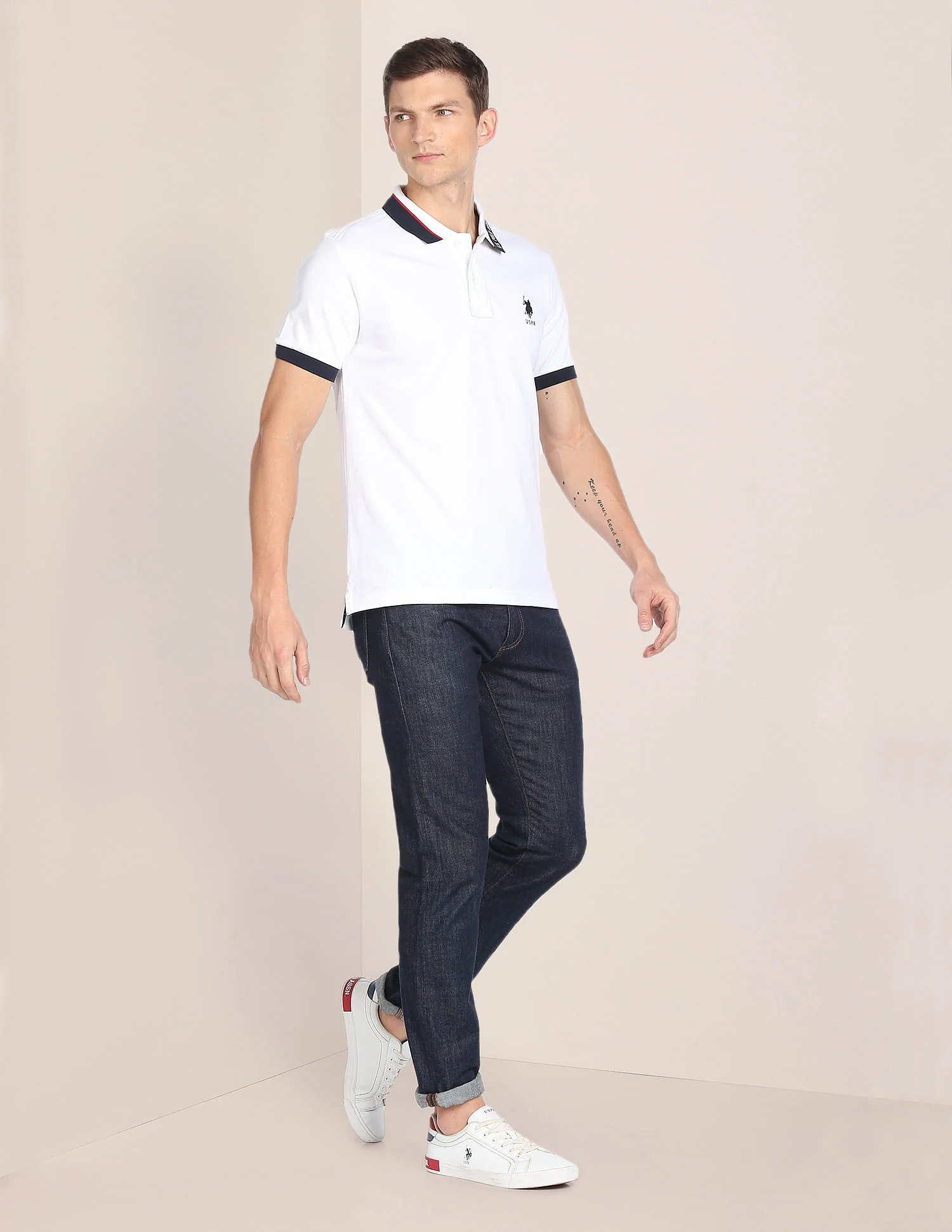 Printed Collar Pure Cotton Polo Shirt - Image 3