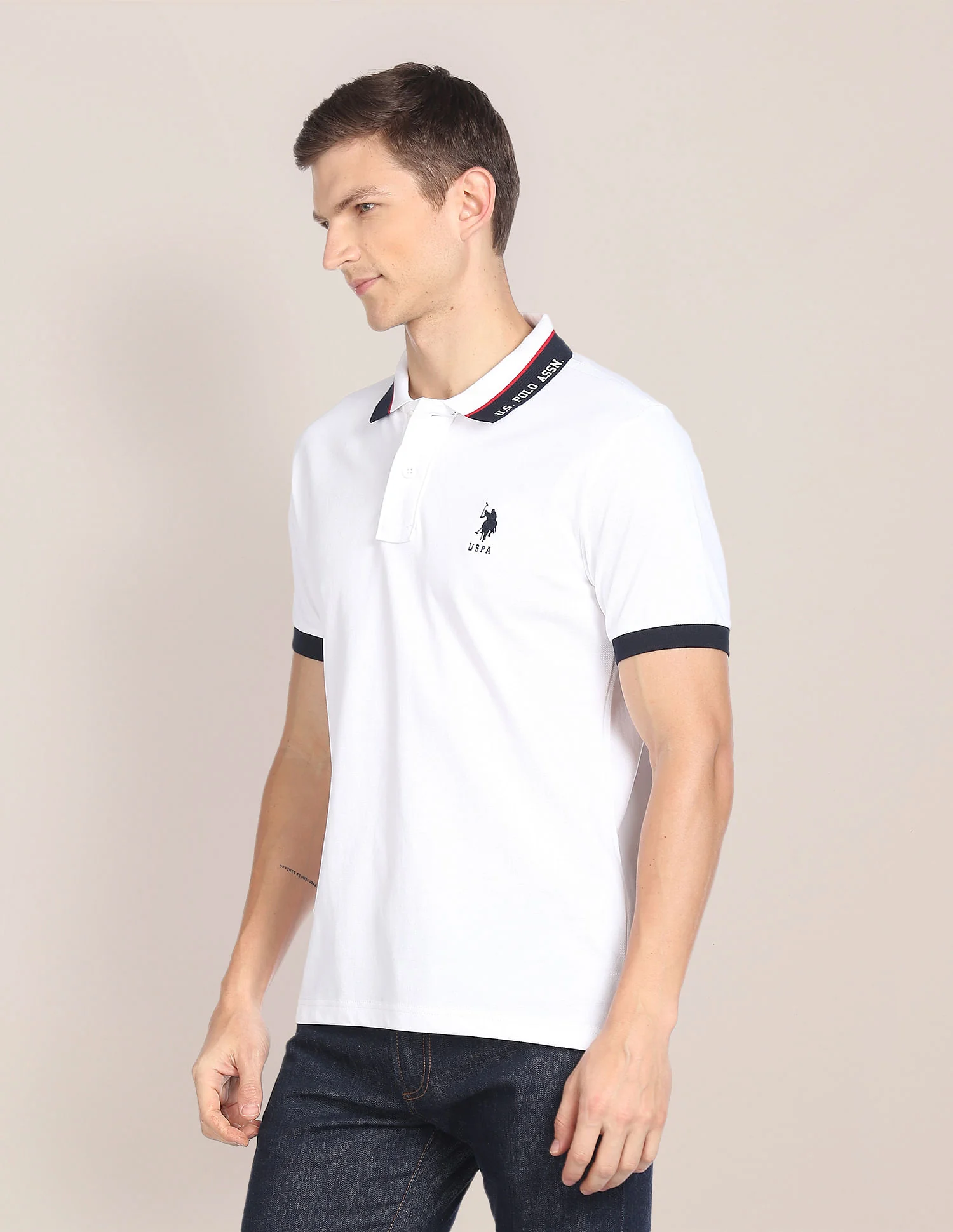 Printed Collar Pure Cotton Polo Shirt - Image 4