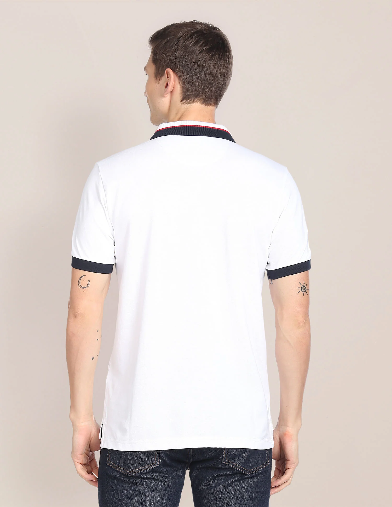 Printed Collar Pure Cotton Polo Shirt - Image 5