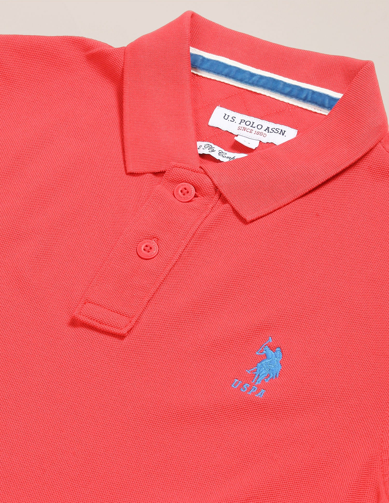 Ribbed Collar Solid Polo Shirt - Image 2