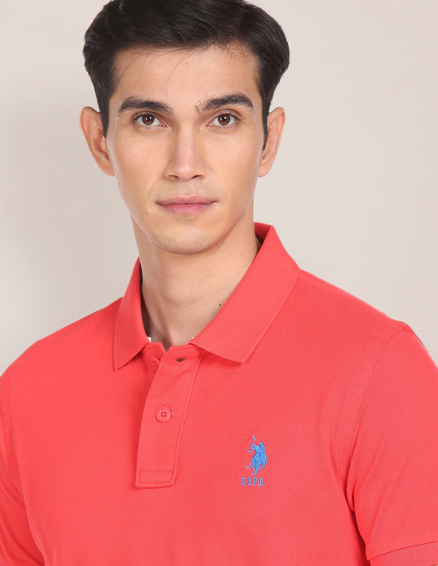 Ribbed Collar Solid Polo Shirt - Image 7