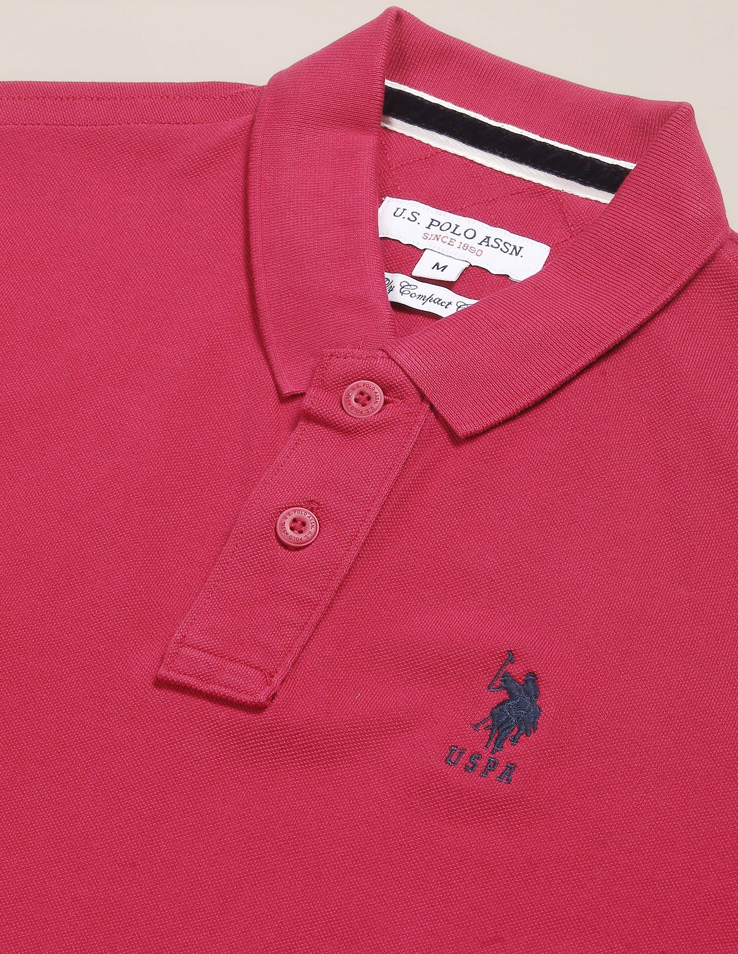 Ribbed Collar Solid Polo Shirt - Image 2