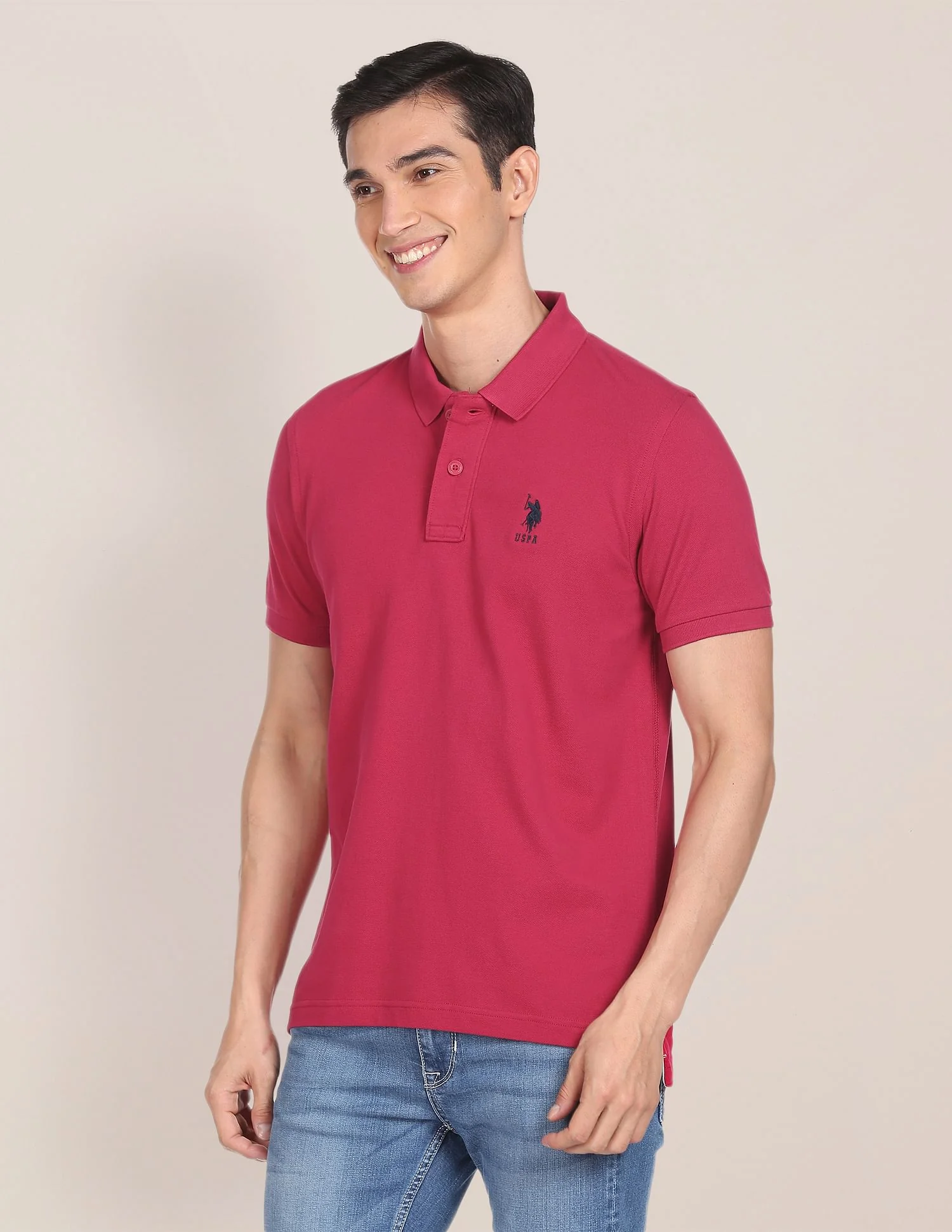 Ribbed Collar Solid Polo Shirt - Image 4