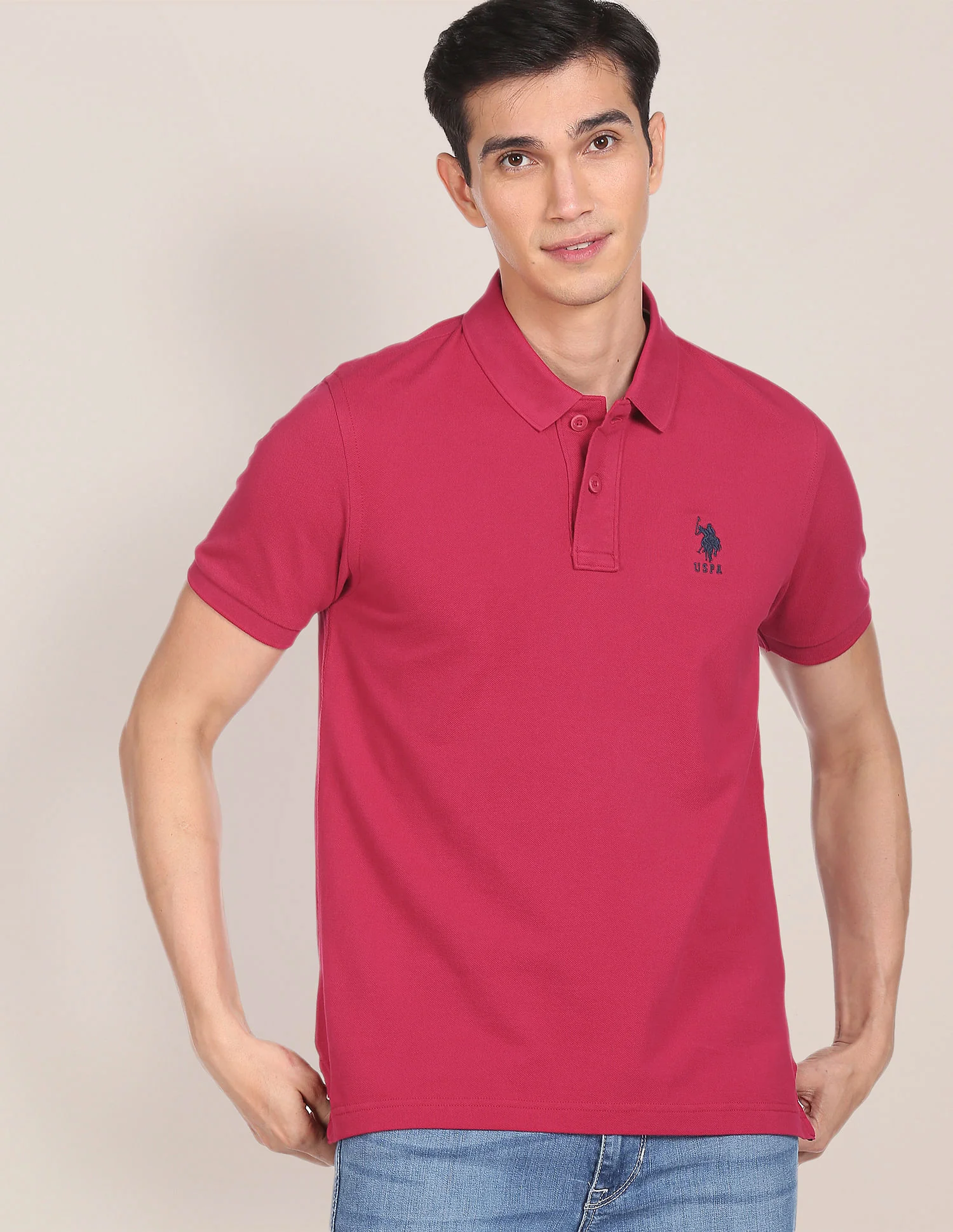 Ribbed Collar Solid Polo Shirt - Image 6