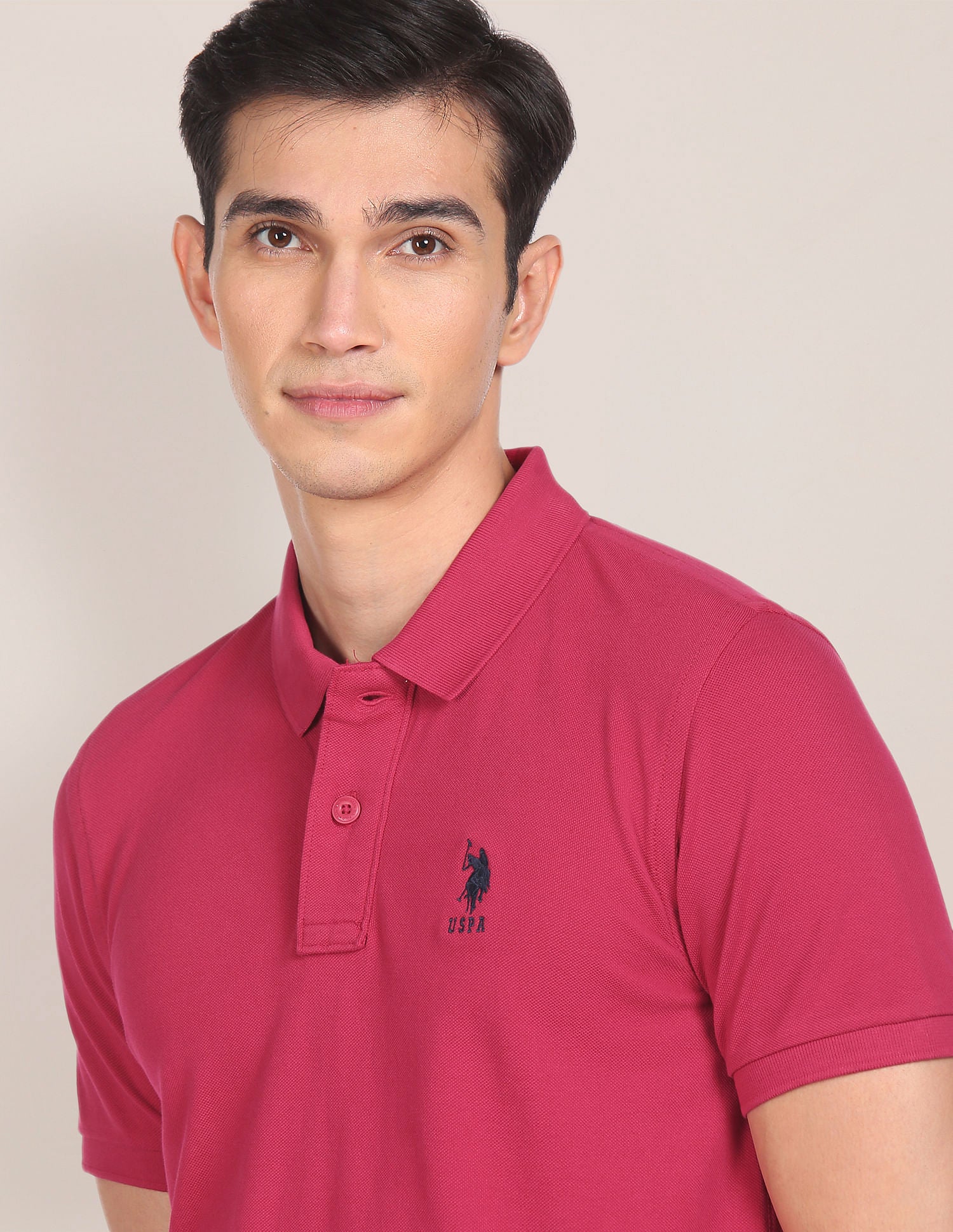 Ribbed Collar Solid Polo Shirt - Image 7