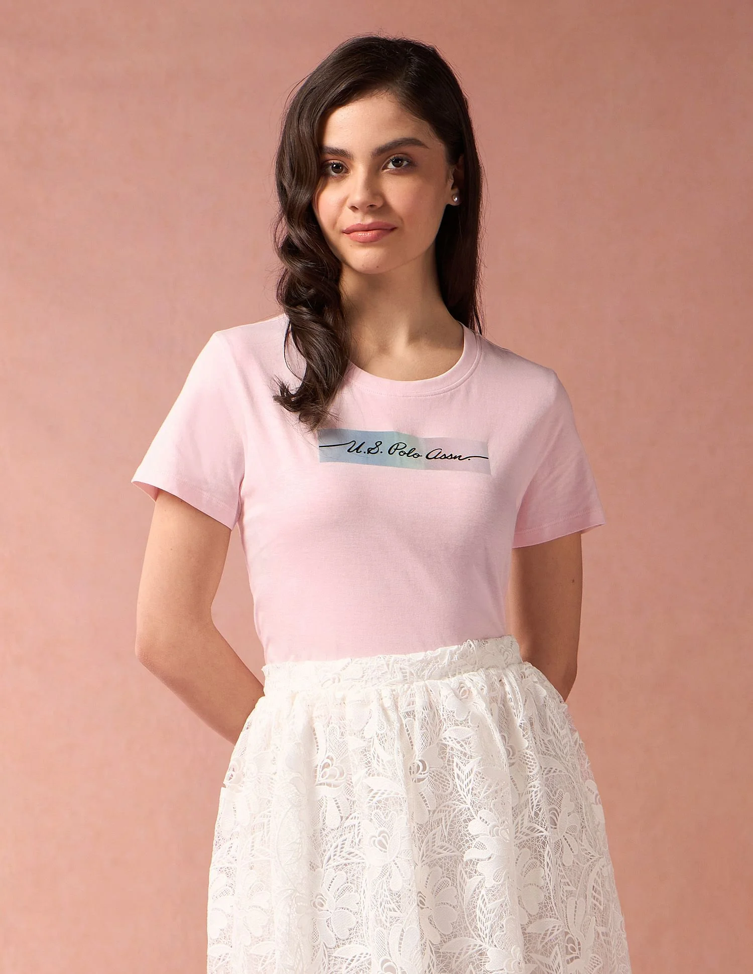 Rainbow Sticker Print Cotton T-Shirt