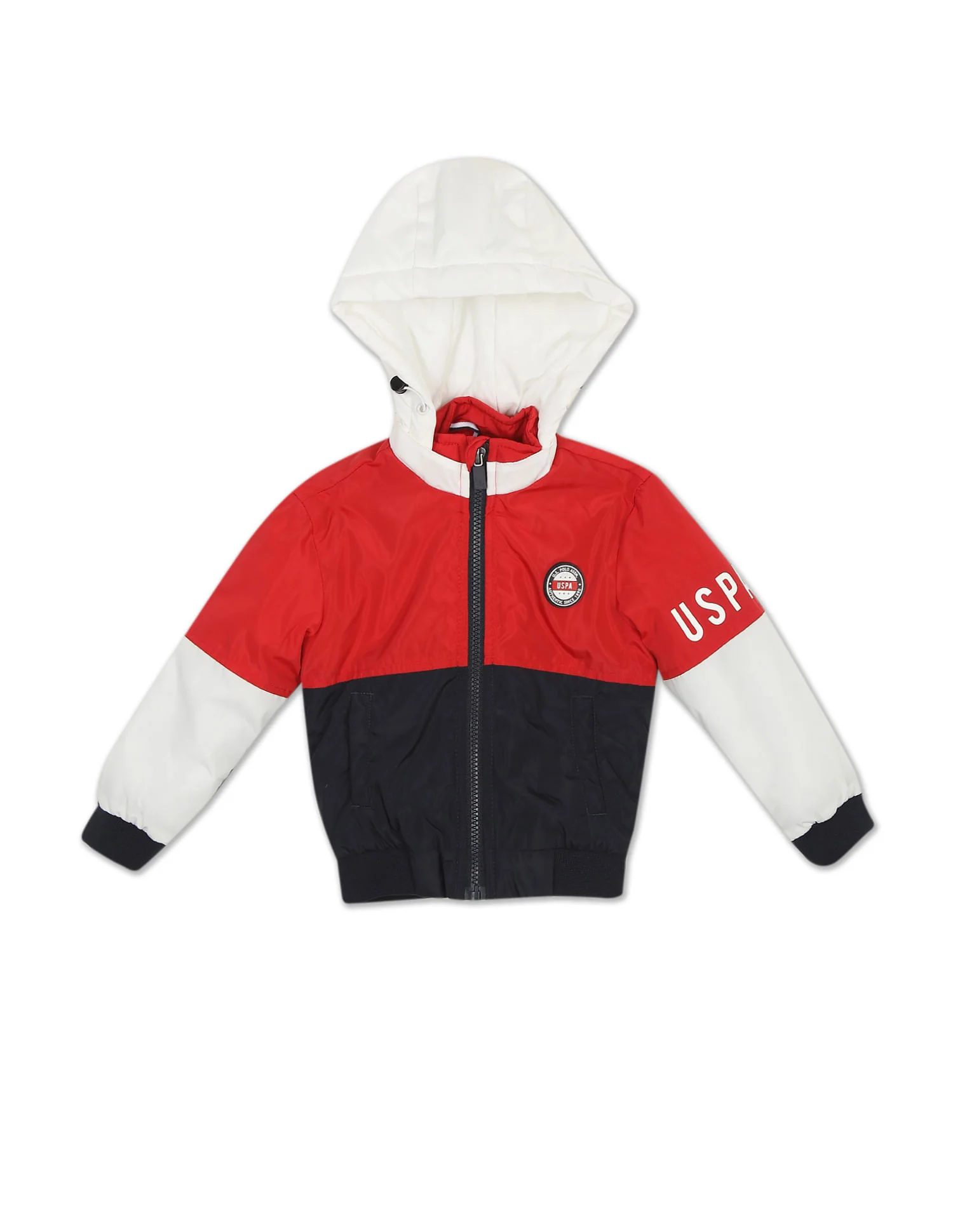 Red And Colour Block Hooded Jacket