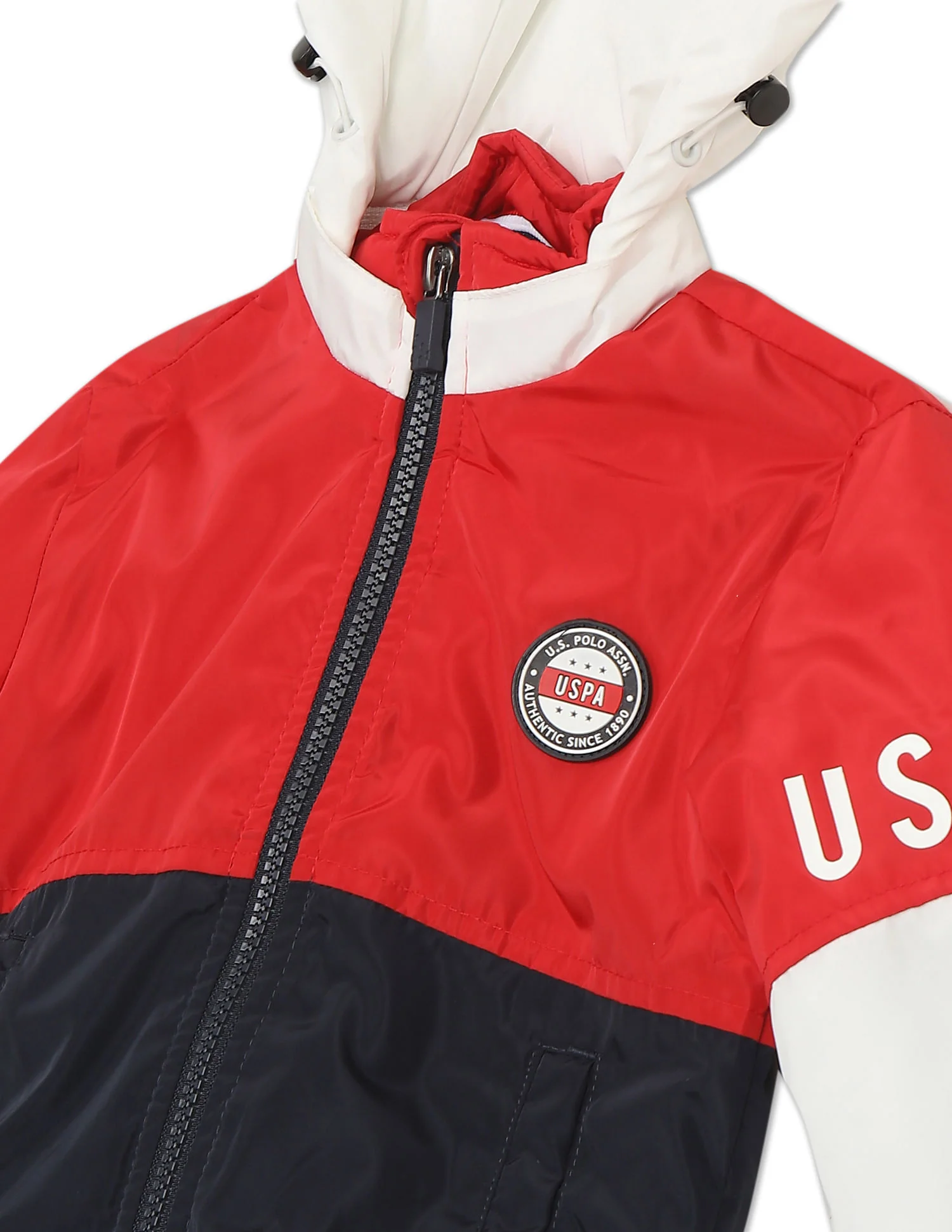 Red And Colour Block Hooded Jacket - Image 3