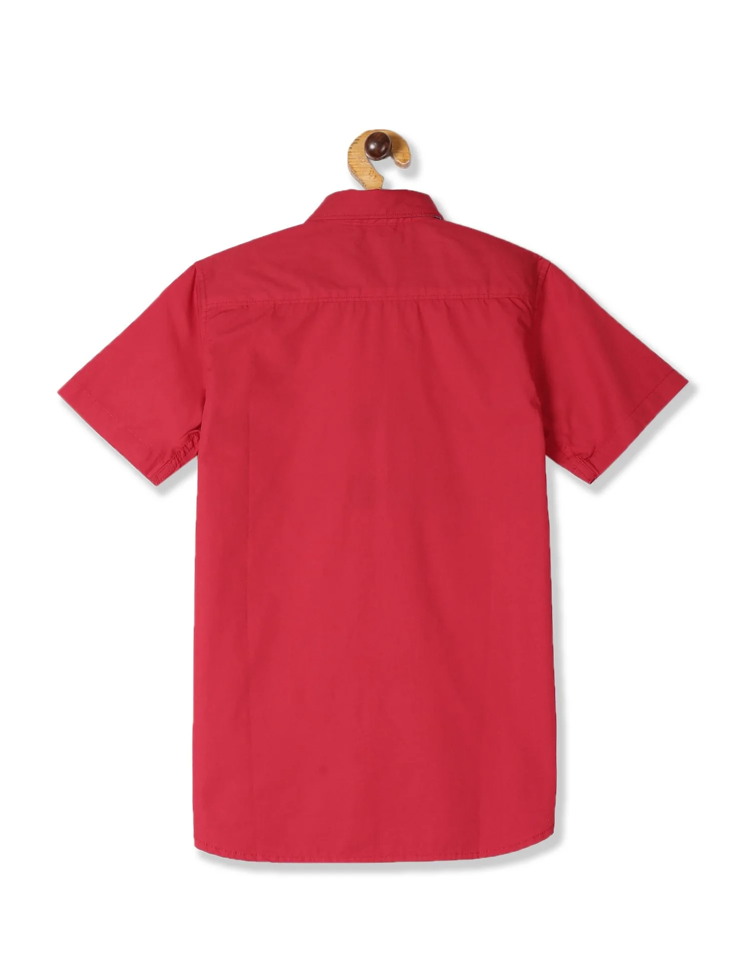 Red Boys Striped Panel Cotton Shirt - Image 2