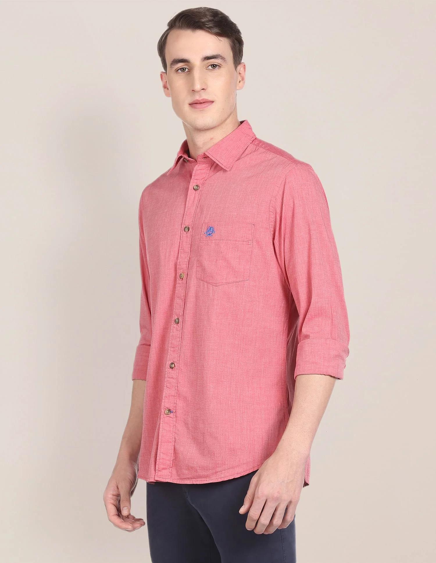 Regular Fit Solid Cotton Casual Shirt - Image 4