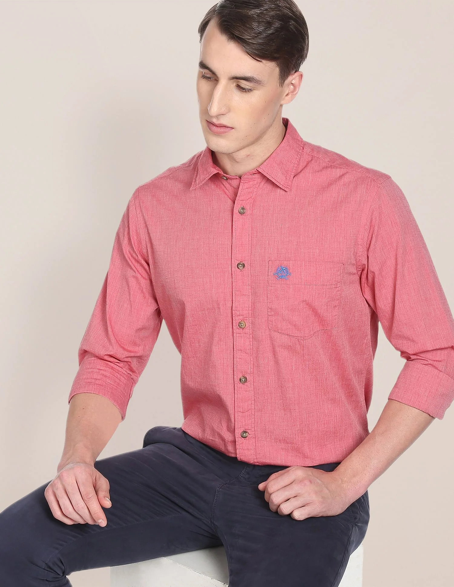 Regular Fit Solid Cotton Casual Shirt - Image 6