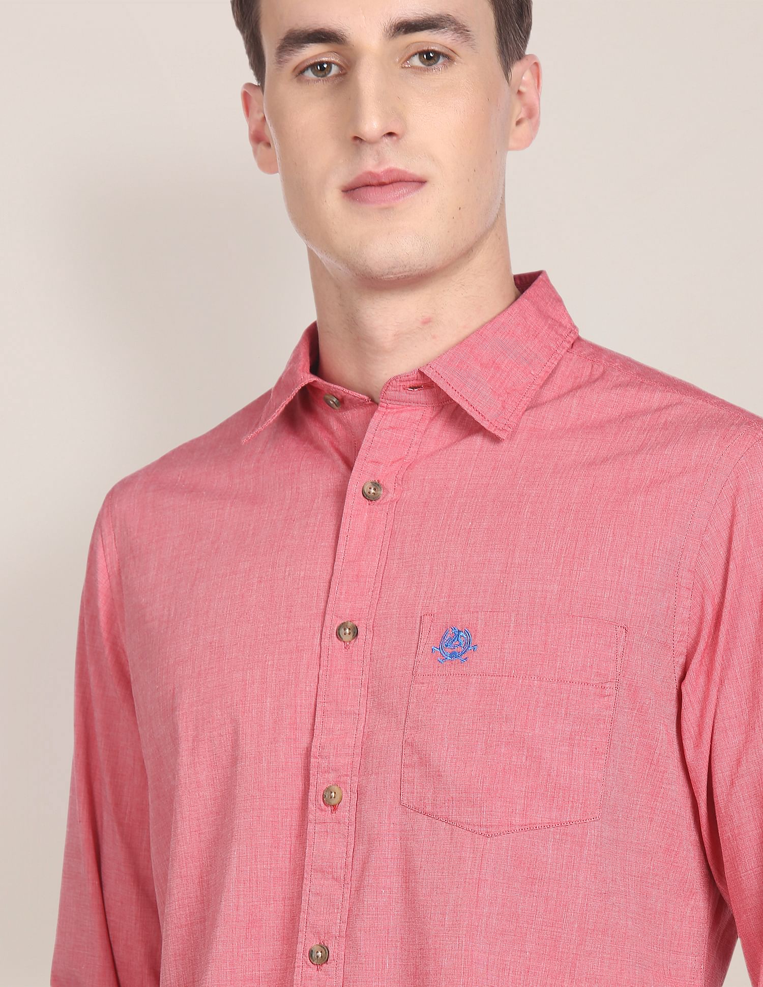Regular Fit Solid Cotton Casual Shirt - Image 7