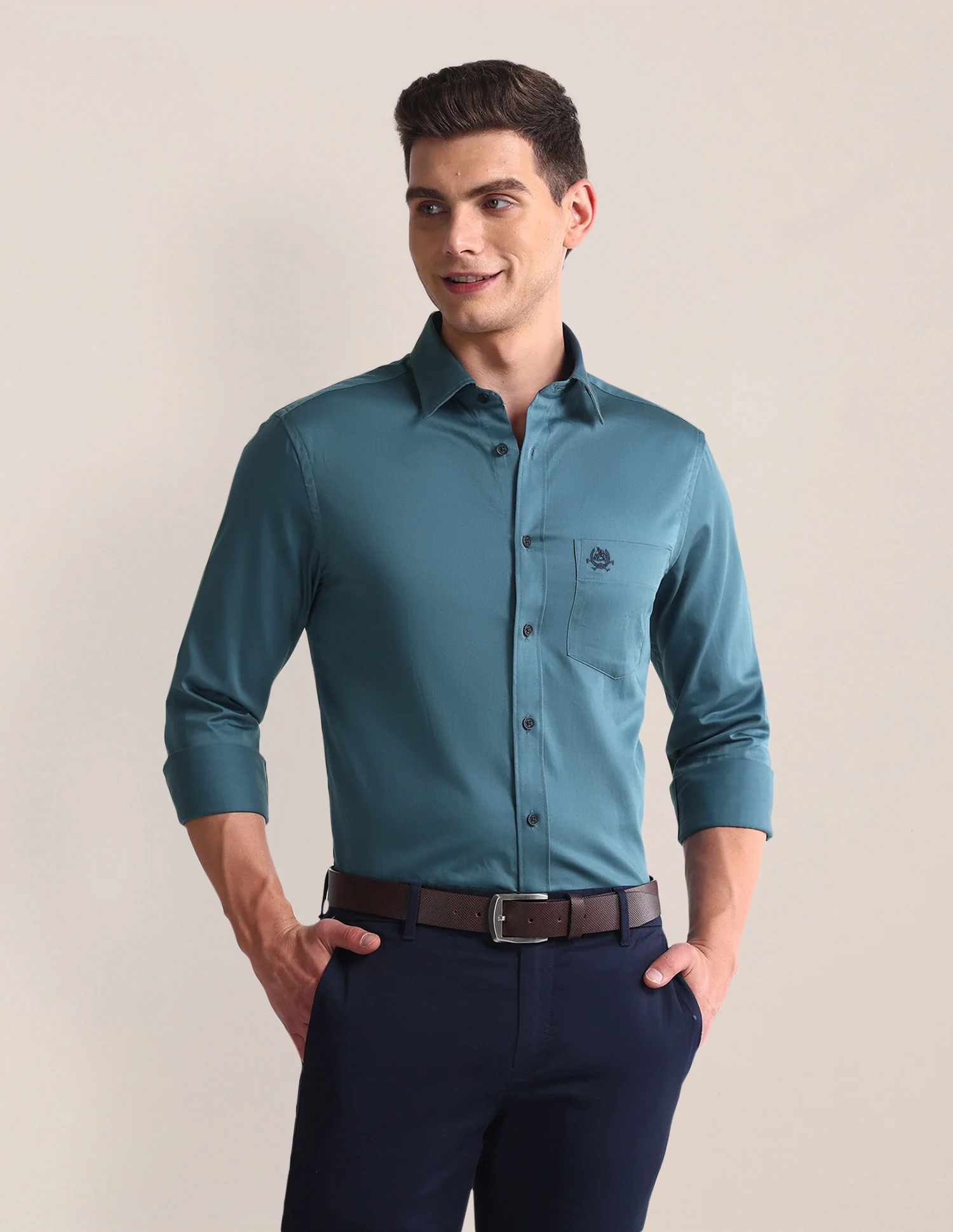 Regular Fit Solid Cotton Casual Shirt