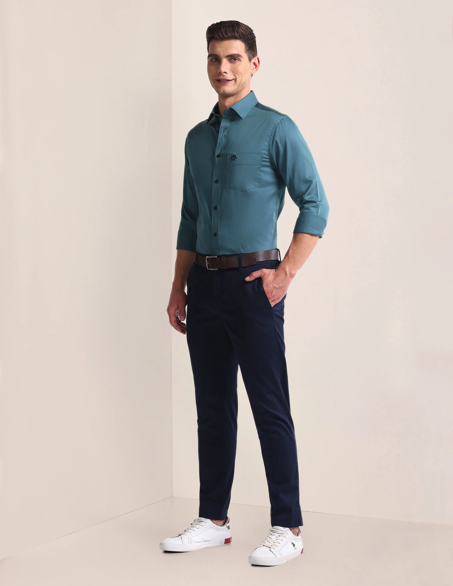 Regular Fit Solid Cotton Casual Shirt - Image 3