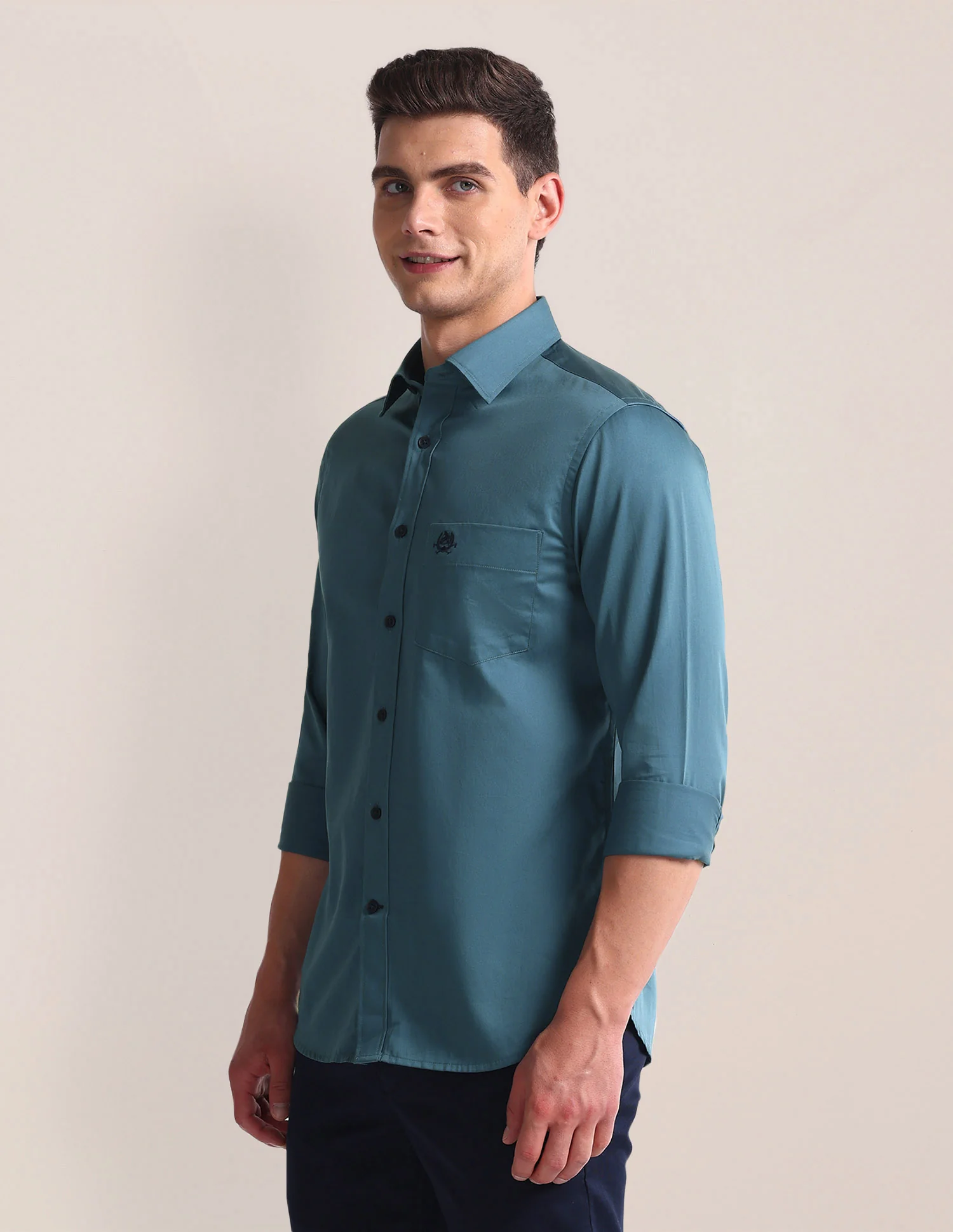 Regular Fit Solid Cotton Casual Shirt - Image 4
