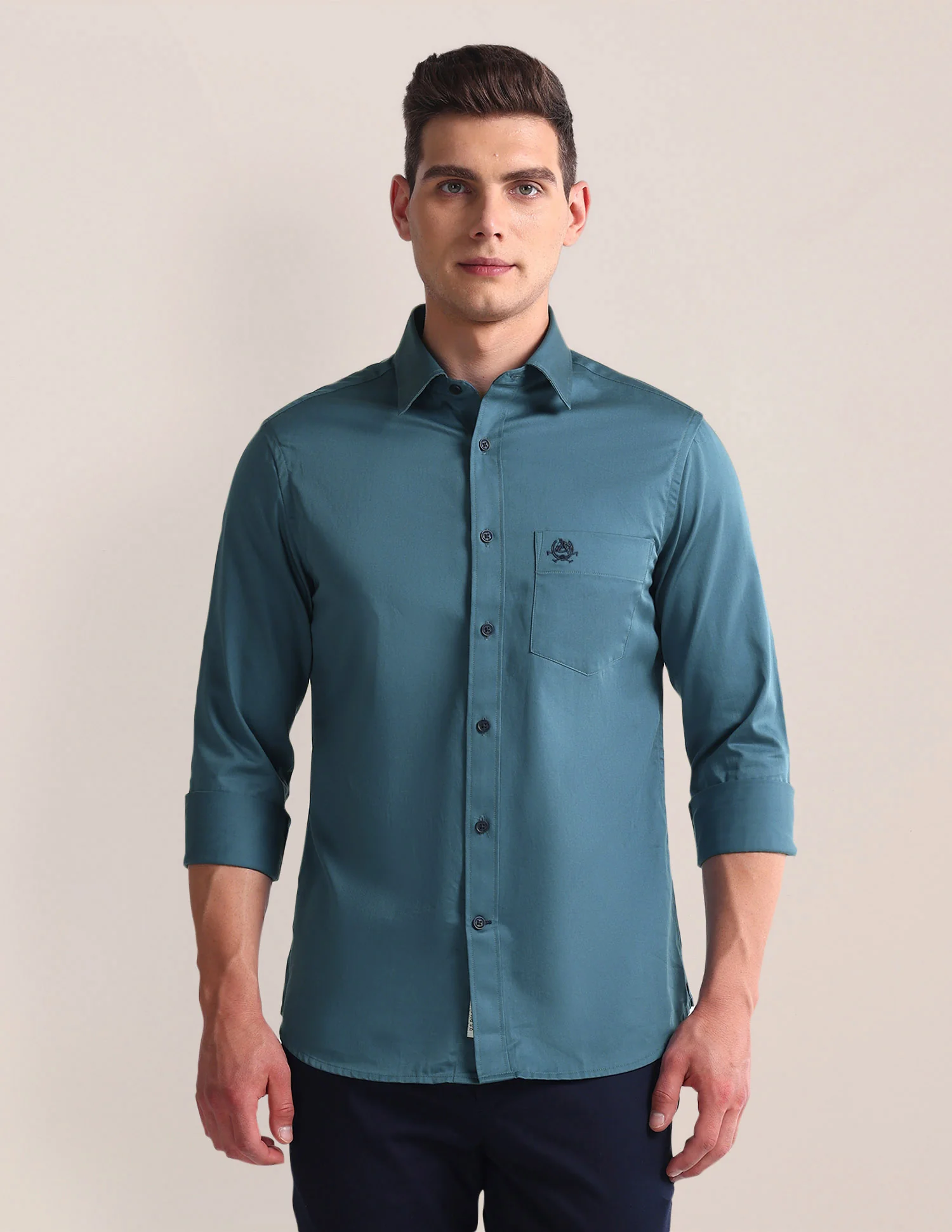 Regular Fit Solid Cotton Casual Shirt - Image 6