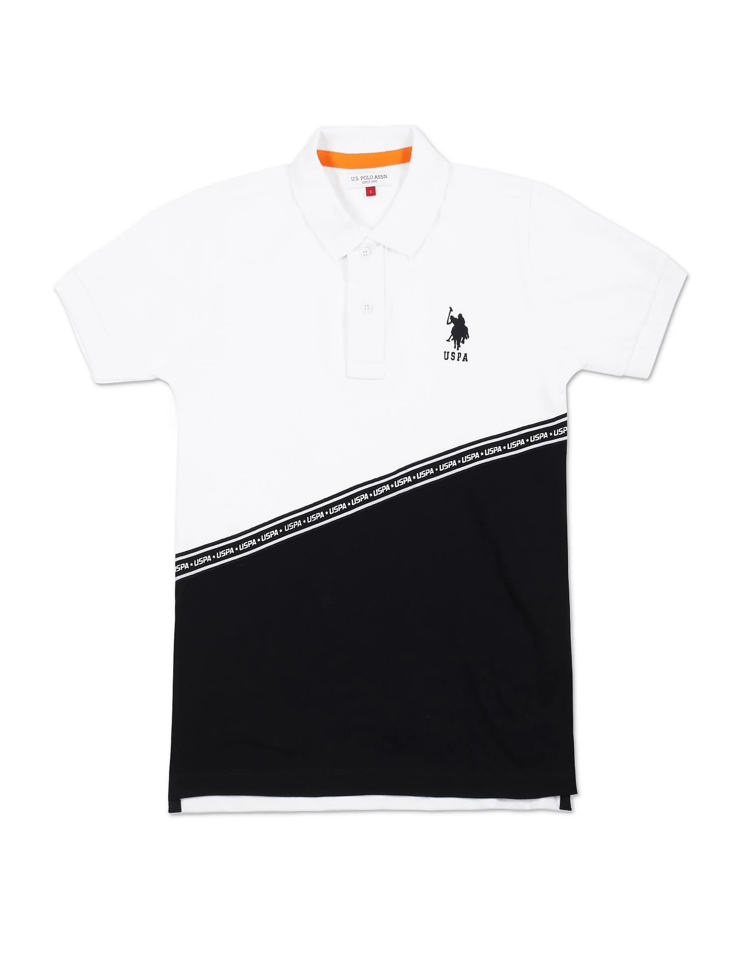 Ribbed Collar Colour Block Polo Shirt