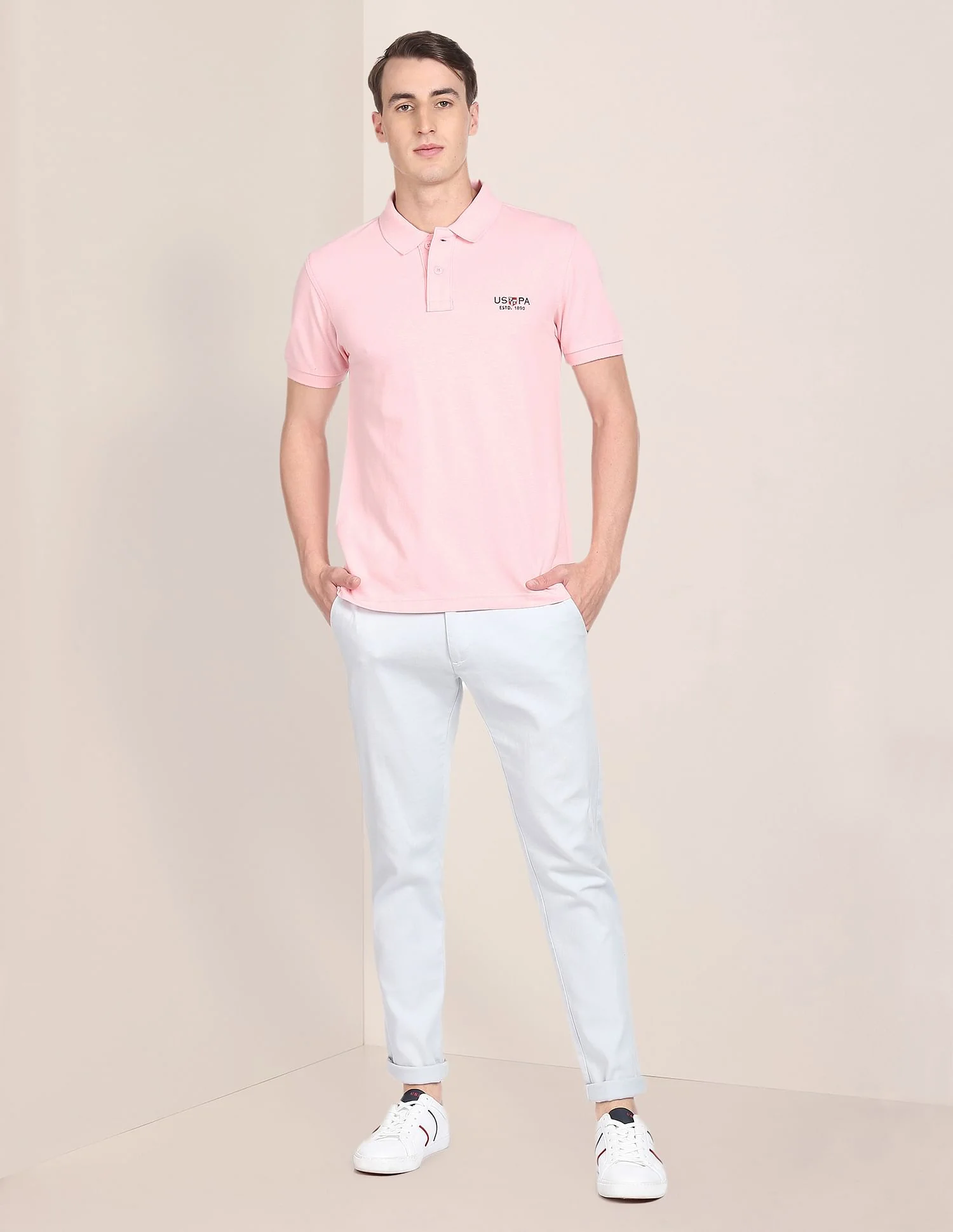 Ribbed Collar Cotton Polo Shirt - Image 3