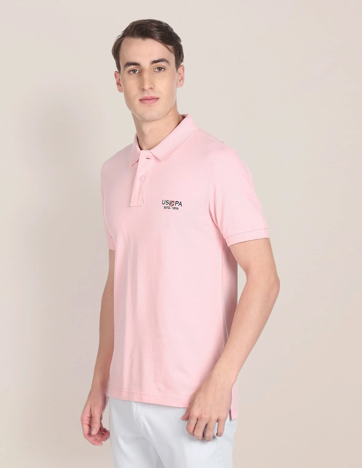 Ribbed Collar Cotton Polo Shirt - Image 4