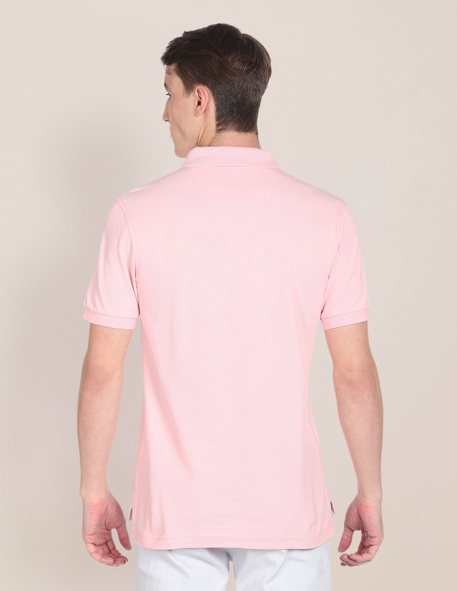 Ribbed Collar Cotton Polo Shirt - Image 5