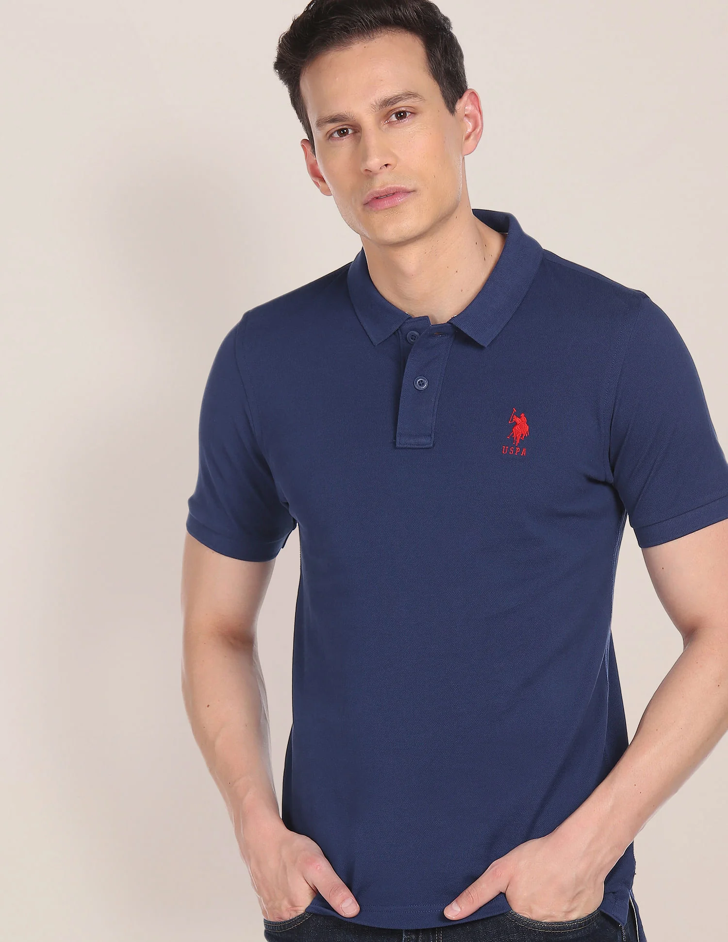Ribbed Collar Solid Polo Shirt - Image 5