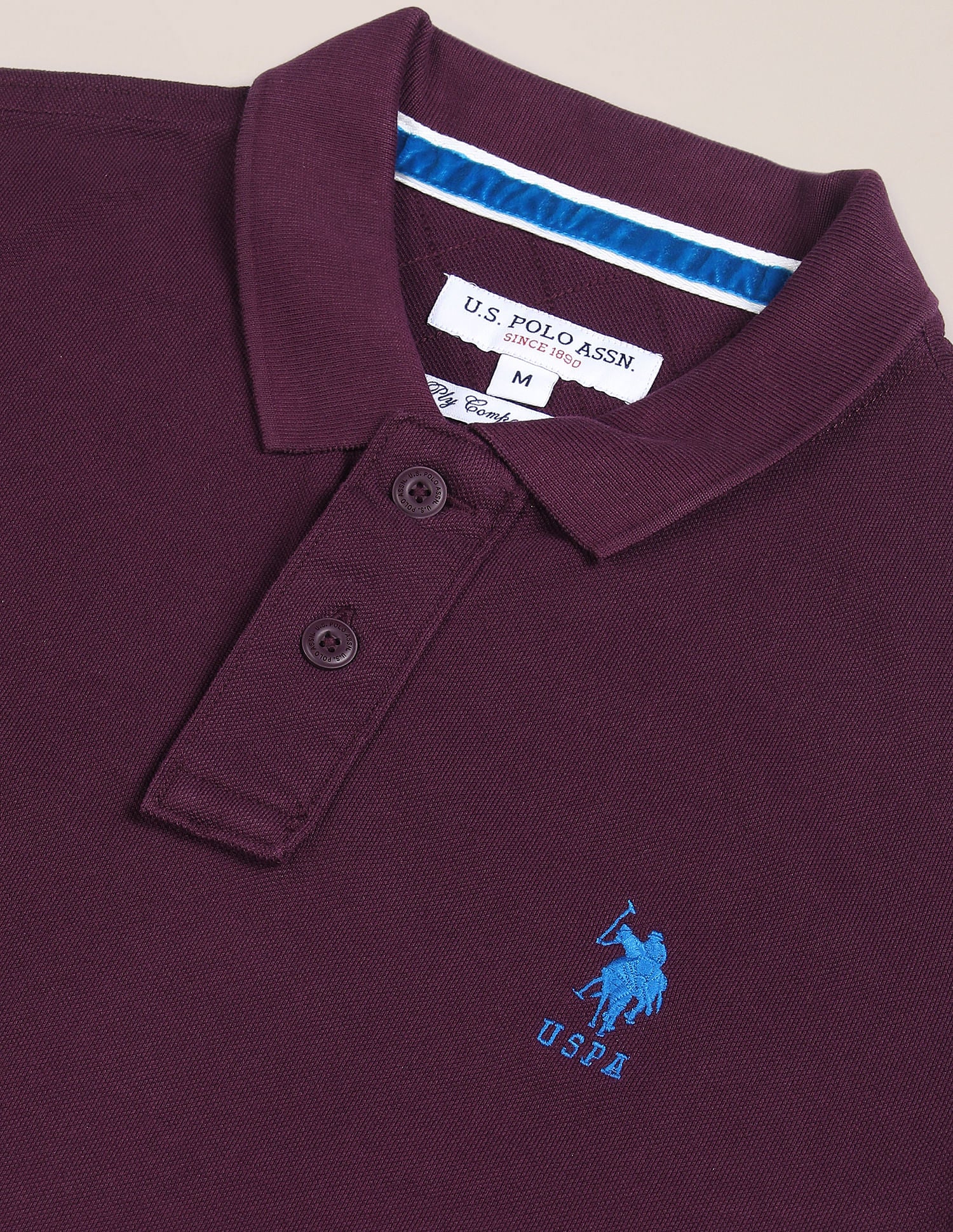 Ribbed Collar Solid Polo Shirt - Image 2