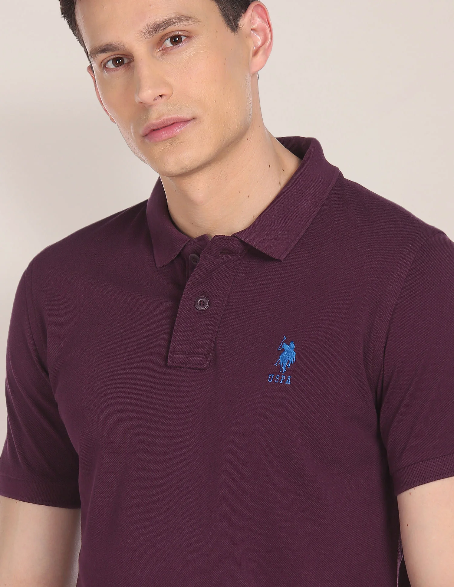 Ribbed Collar Solid Polo Shirt - Image 5