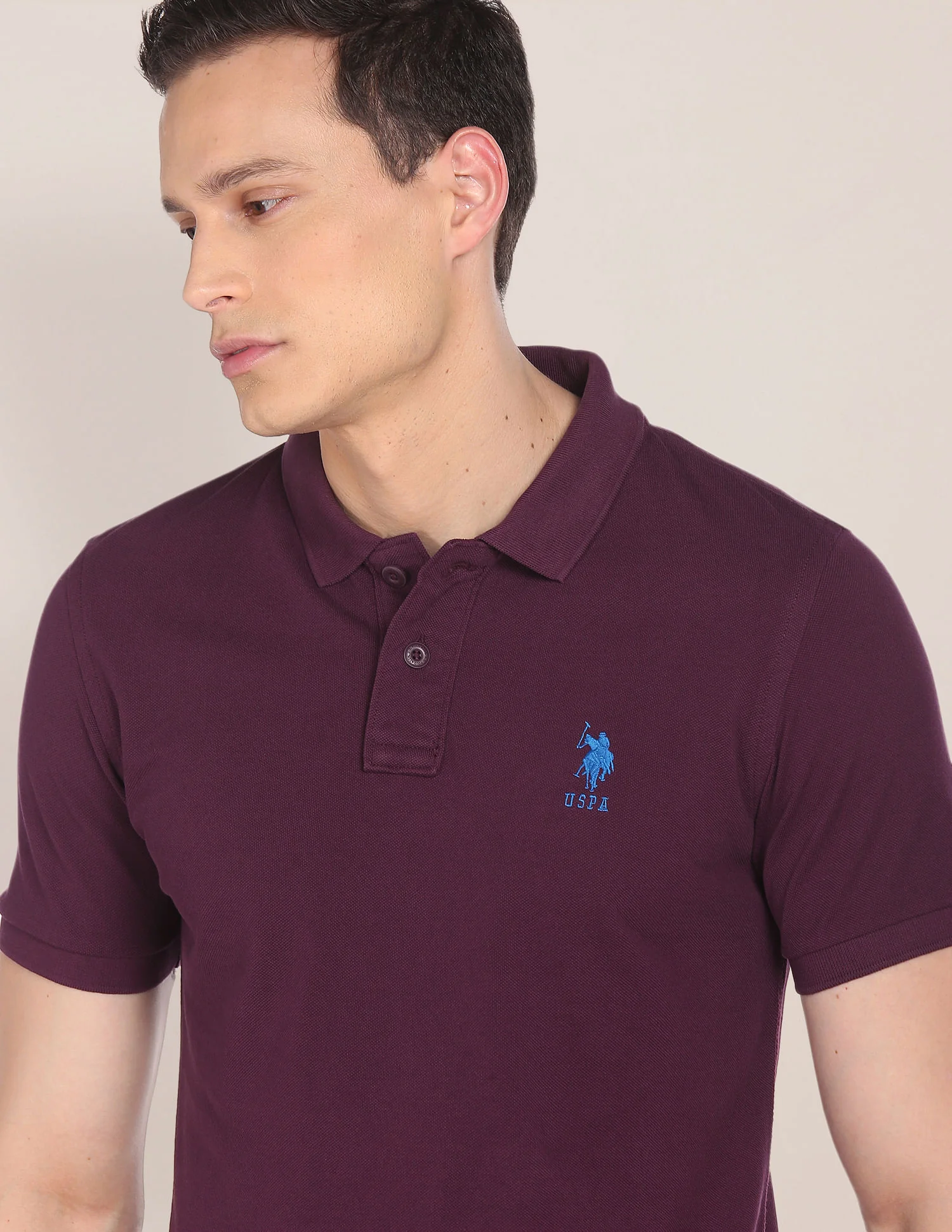 Ribbed Collar Solid Polo Shirt - Image 6