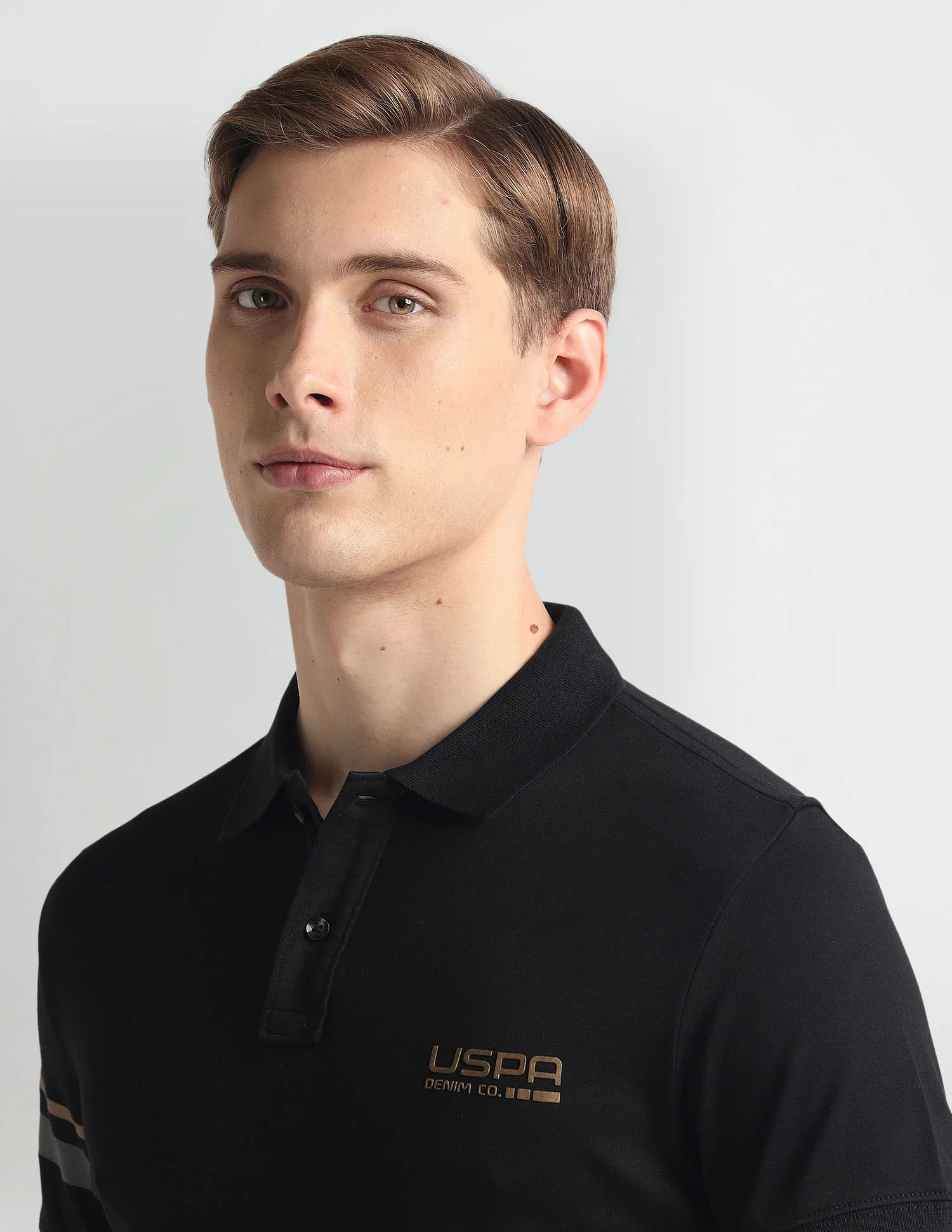 Ribbed Collar Solid Polo Shirt - Image 7