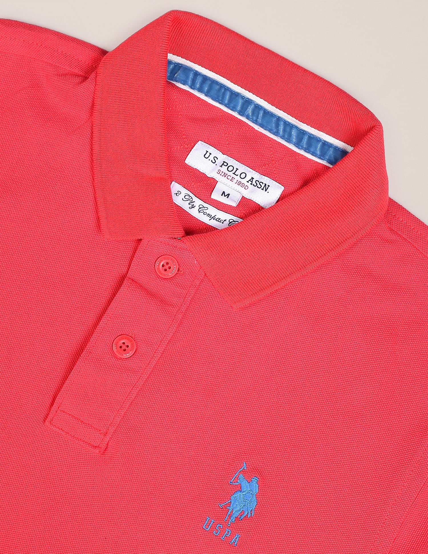 Ribbed Collar Solid Polo Shirt - Image 2