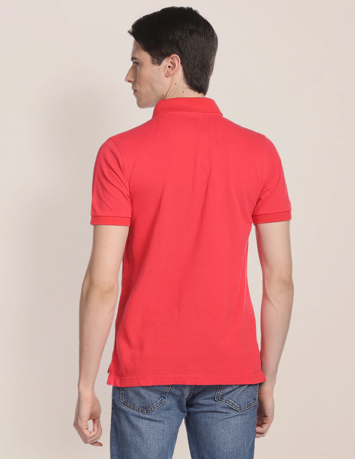 Ribbed Collar Solid Polo Shirt - Image 5