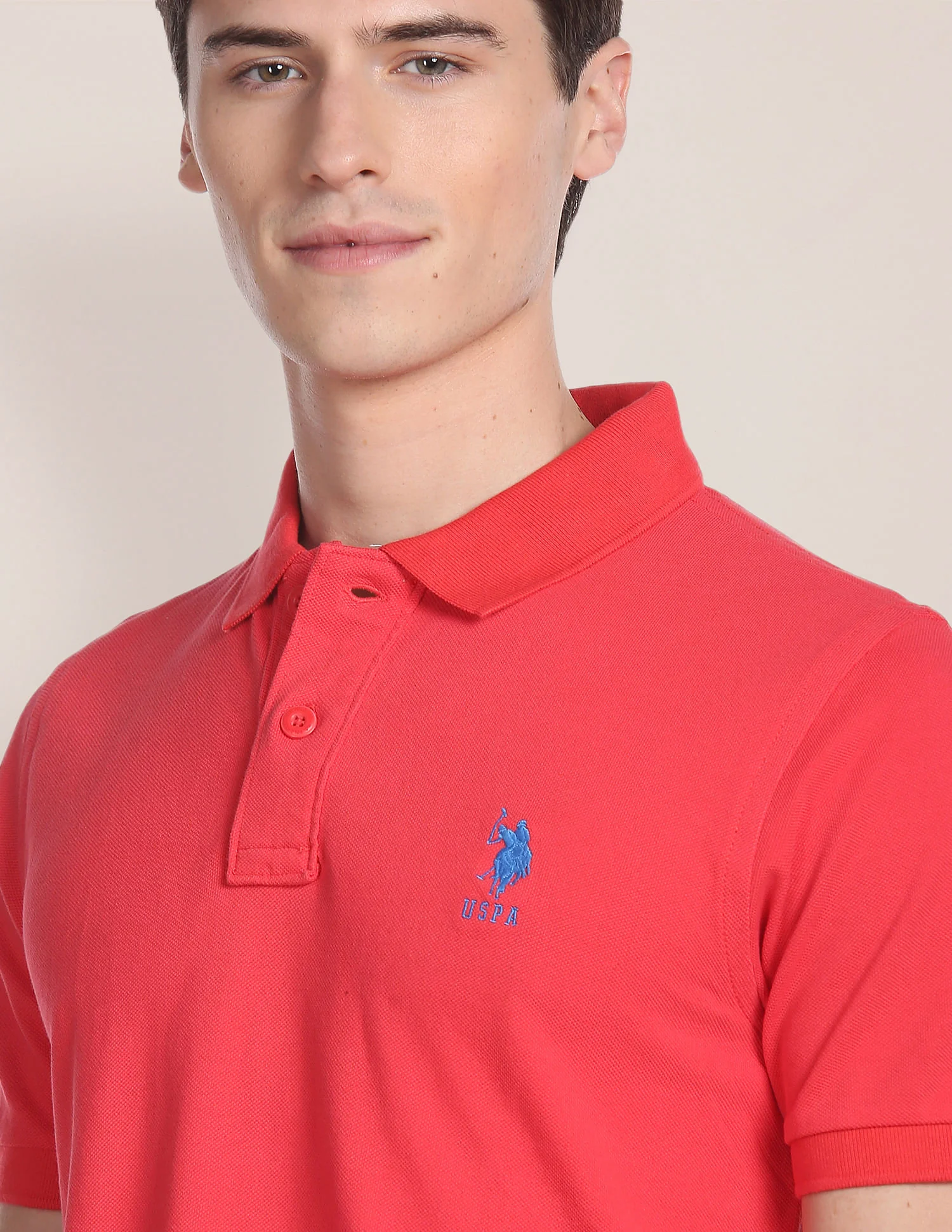 Ribbed Collar Solid Polo Shirt - Image 7