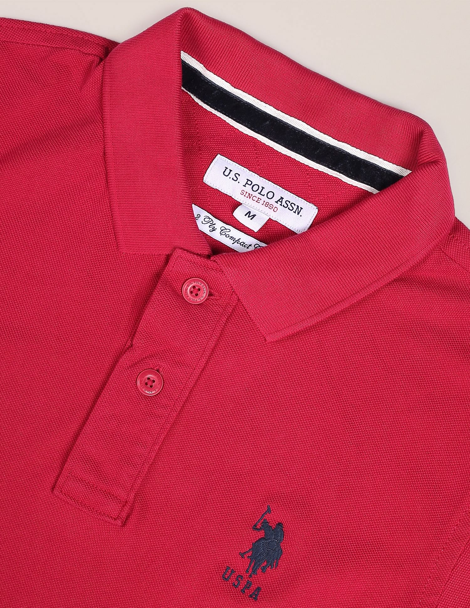 Ribbed Collar Solid Polo Shirt - Image 2