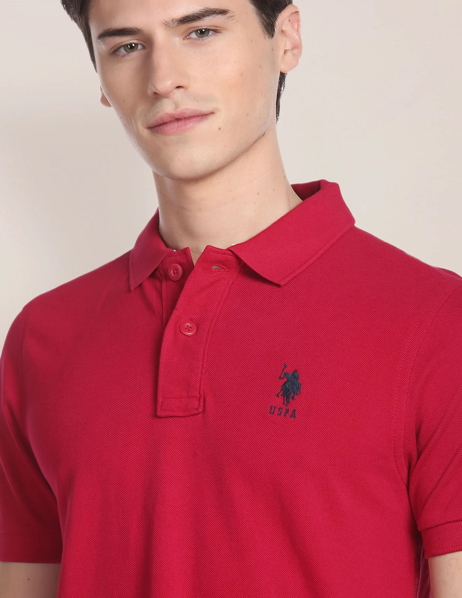 Ribbed Collar Solid Polo Shirt - Image 7